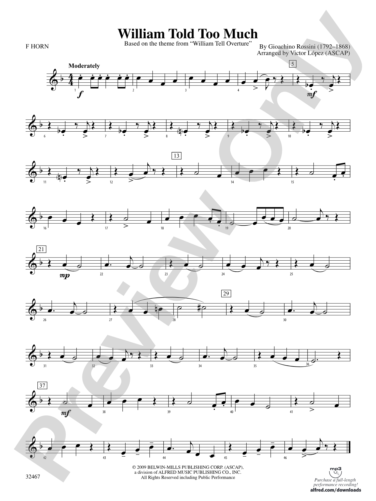 William Told Too Much: 1st F Horn