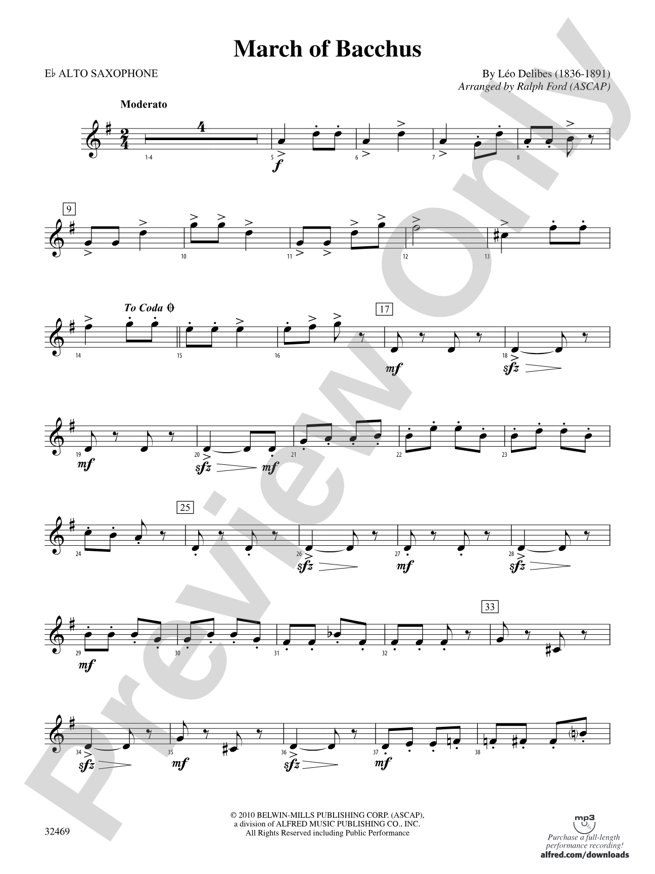 March of Bacchus: E-flat Alto Saxophone