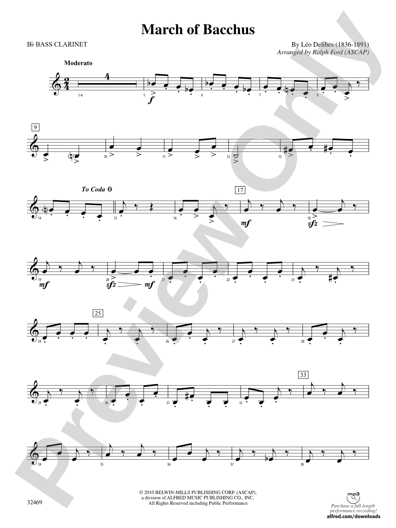 March of Bacchus: B-flat Bass Clarinet