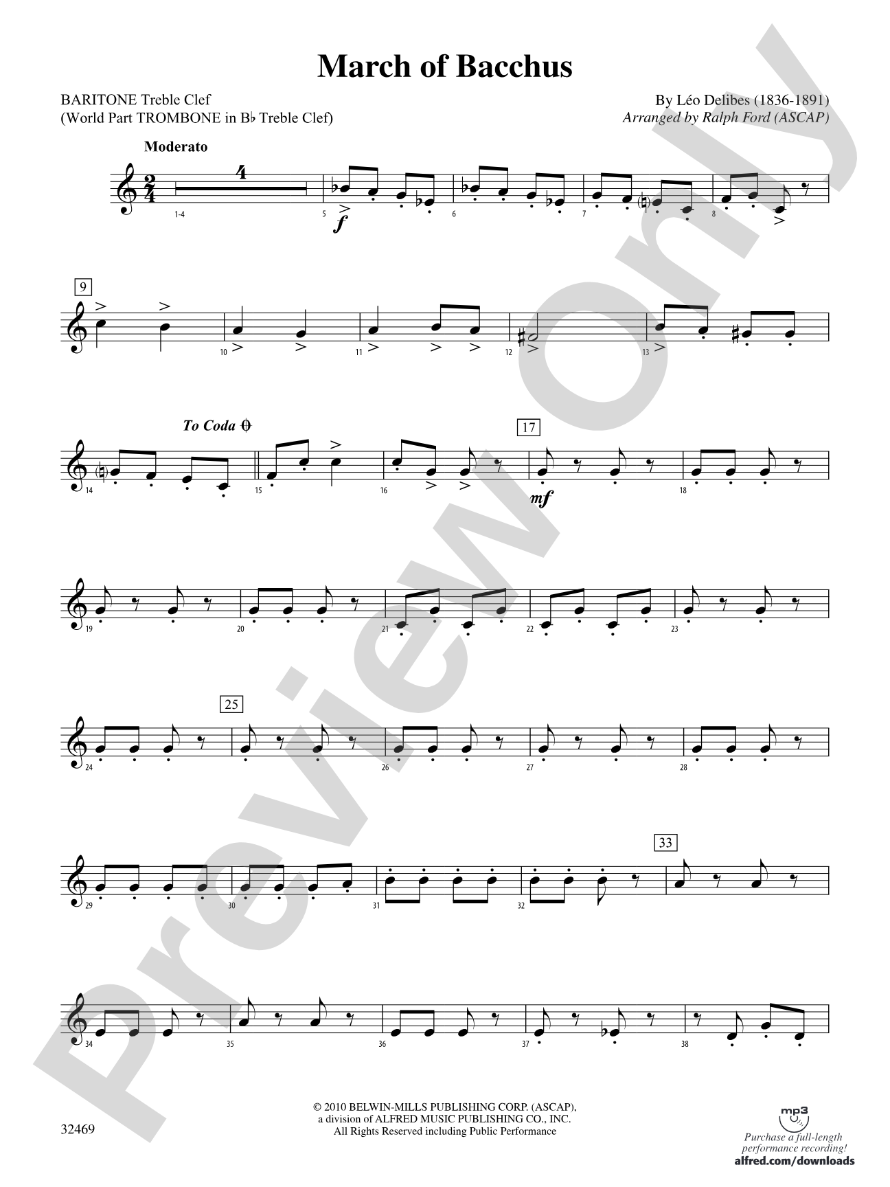March of Bacchus: Baritone T.C.