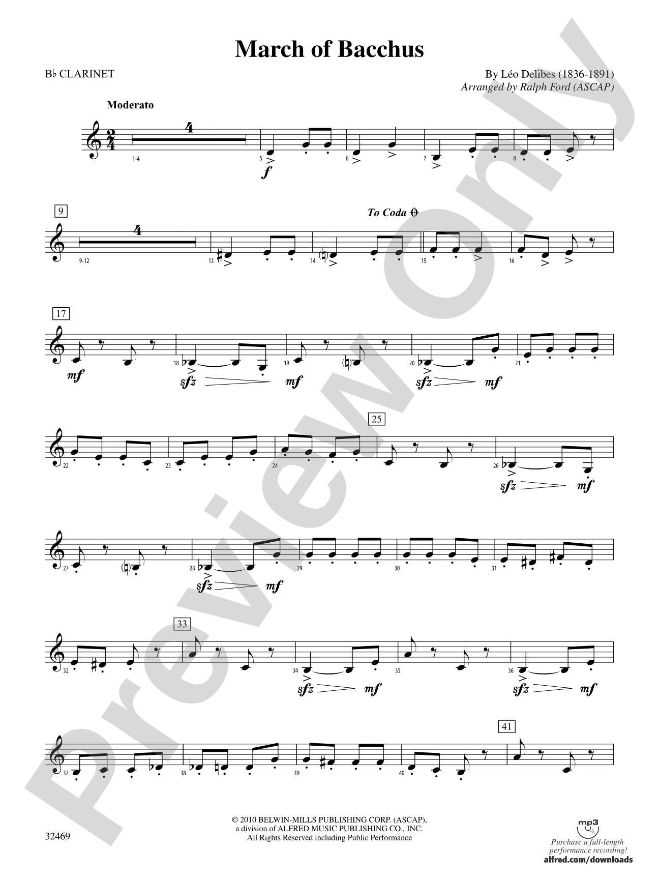 March of Bacchus: 1st B-flat Clarinet