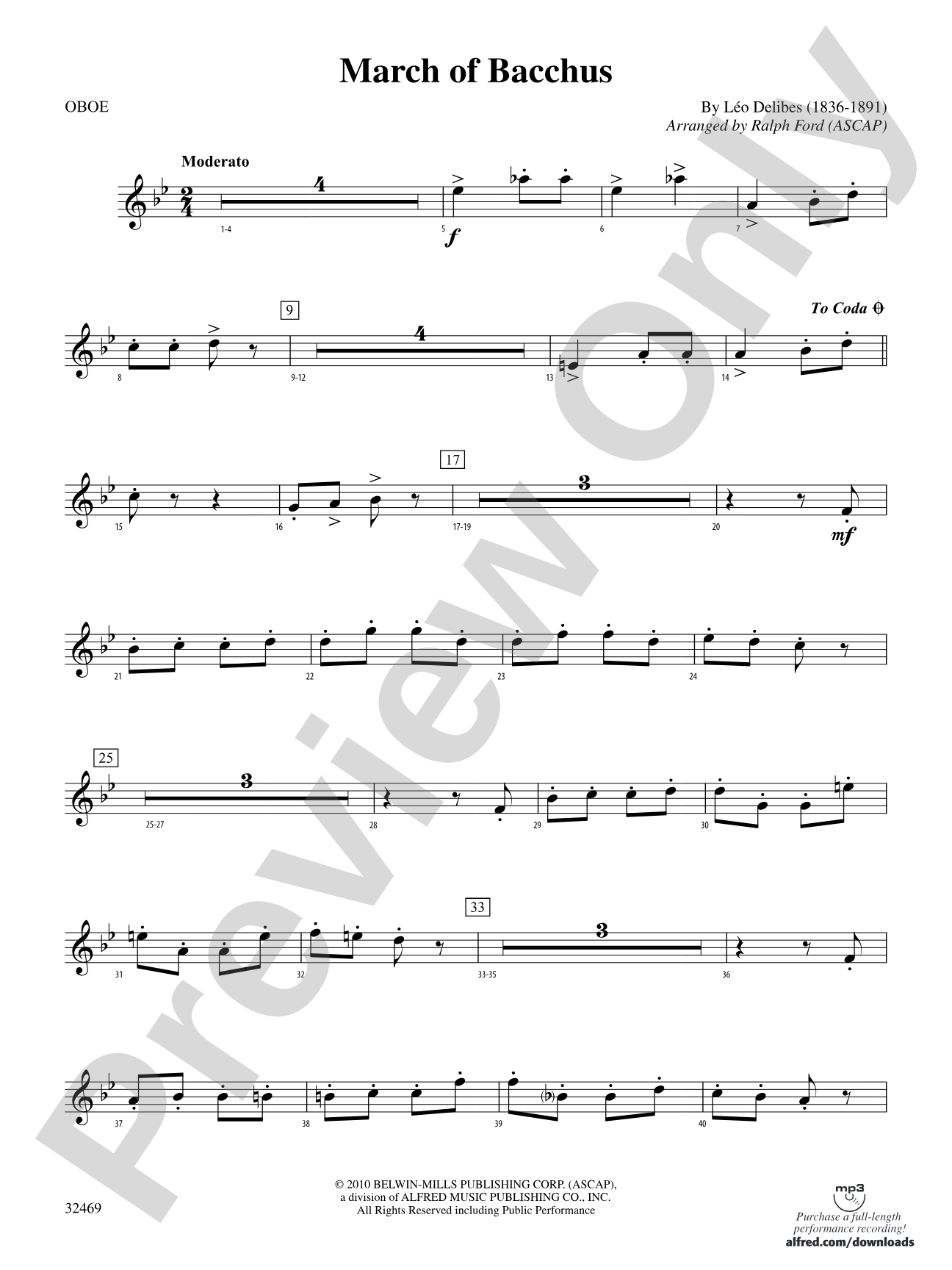 March of Bacchus: Oboe