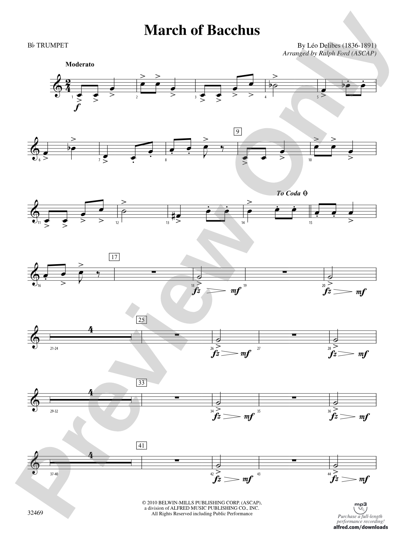 March of Bacchus: 1st B-flat Trumpet