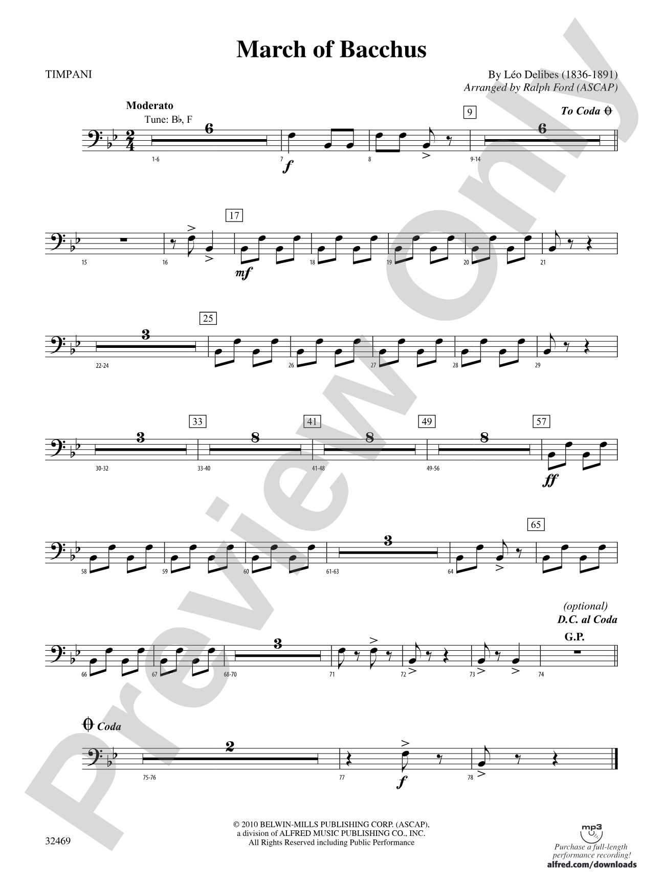 March of Bacchus: Timpani