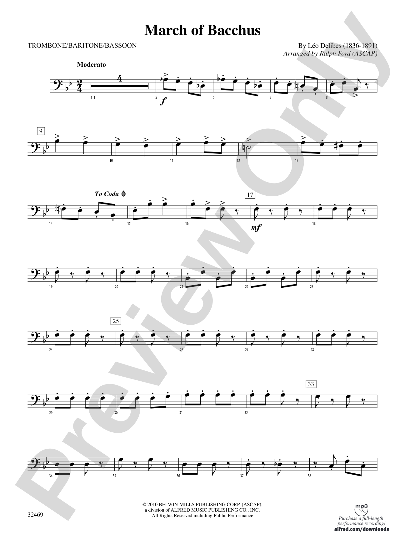 March of Bacchus: 1st Trombone