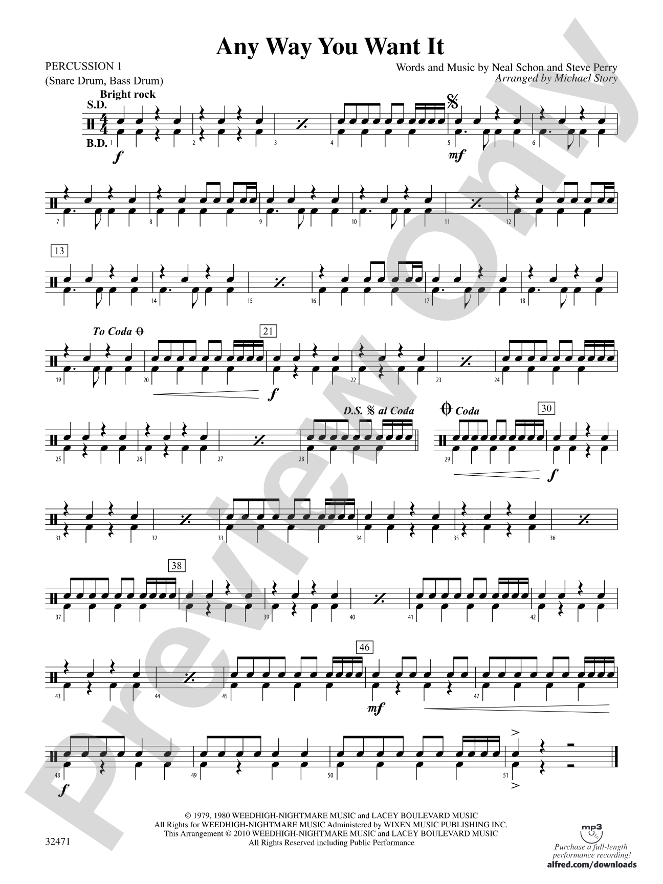 Any Way You Want It: 1st Percussion