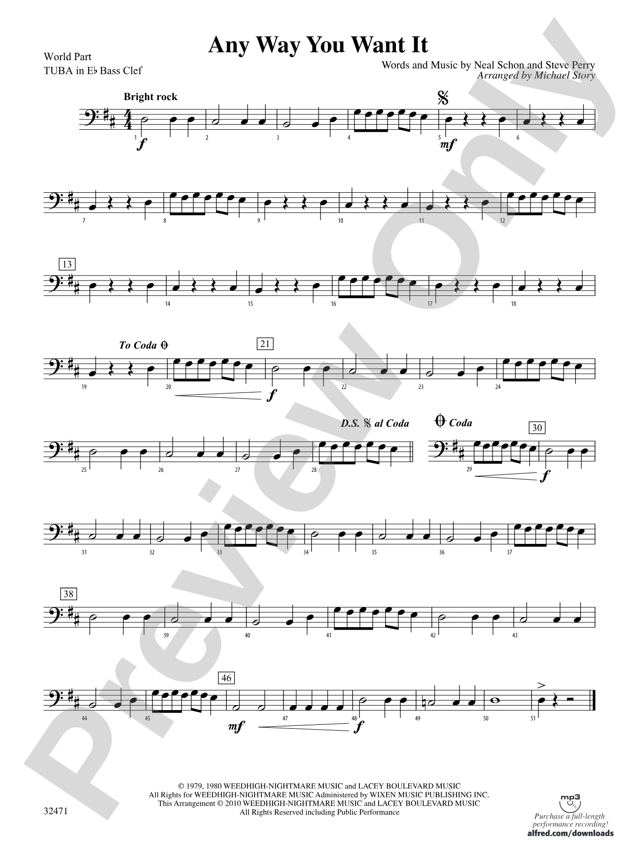 Any Way You Want It: (wp) E-flat Tuba B.C.