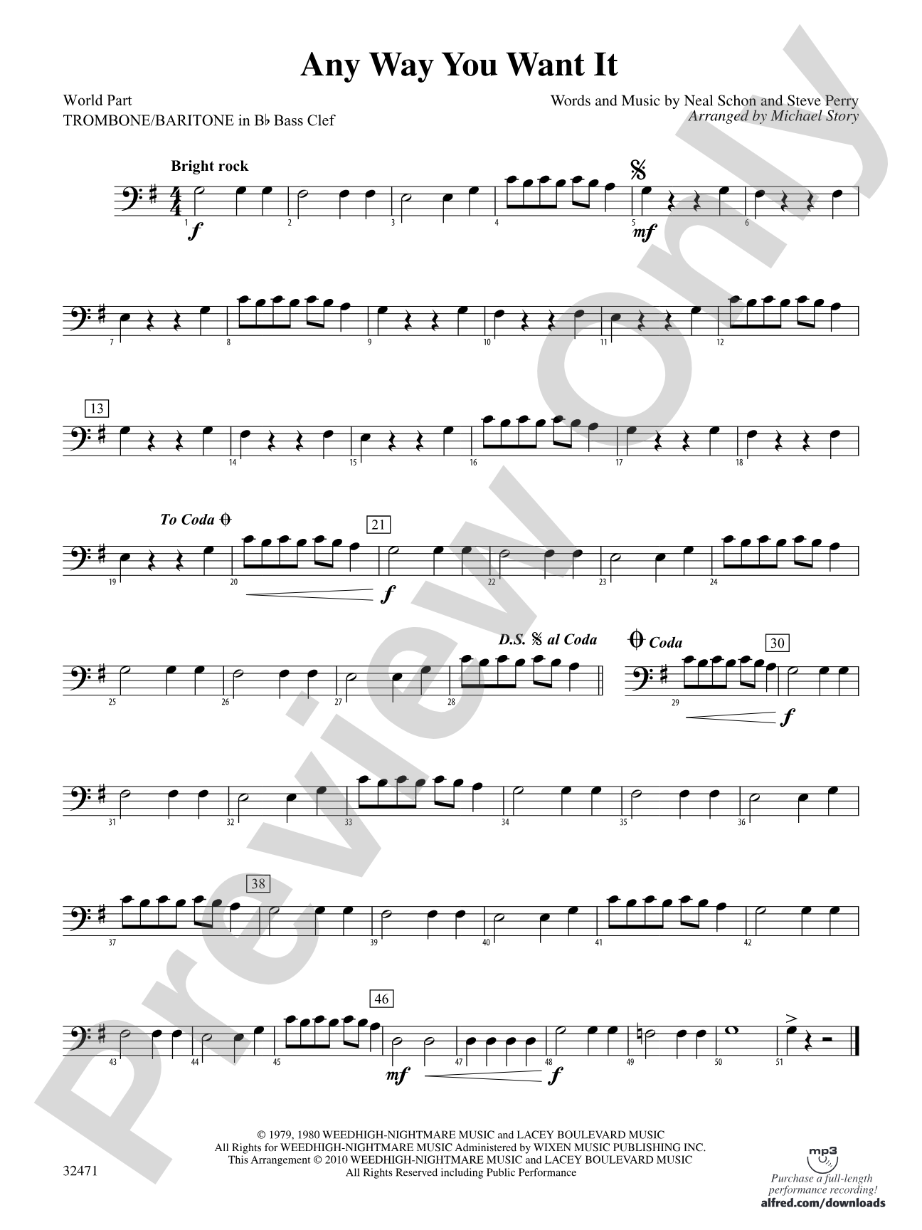 Any Way You Want It: (wp) 1st B-flat Trombone B.C.