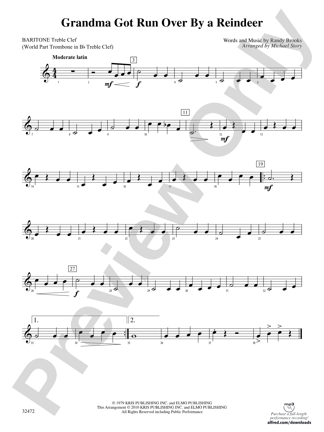 Grandma Got Run Over by a Reindeer: Baritone T.C.