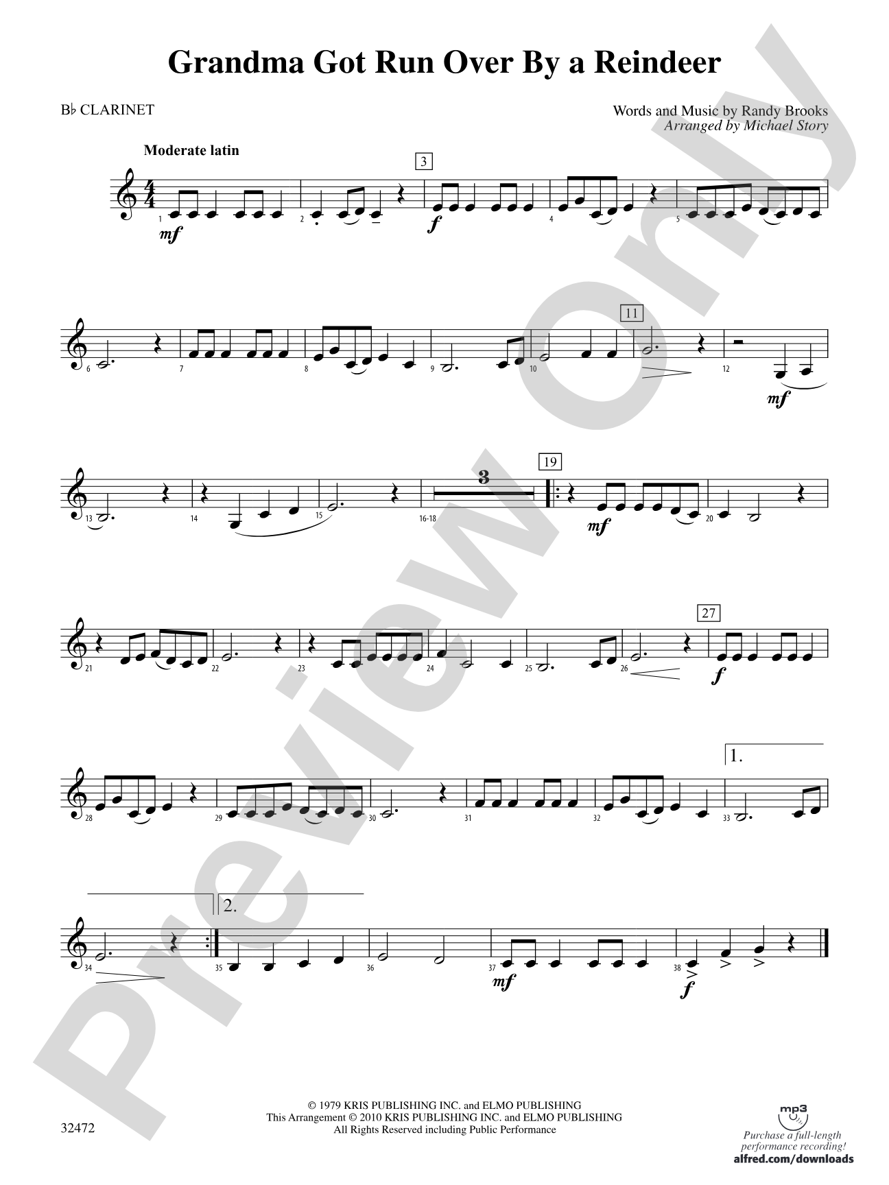 Grandma Got Run Over by a Reindeer: 1st B-flat Clarinet
