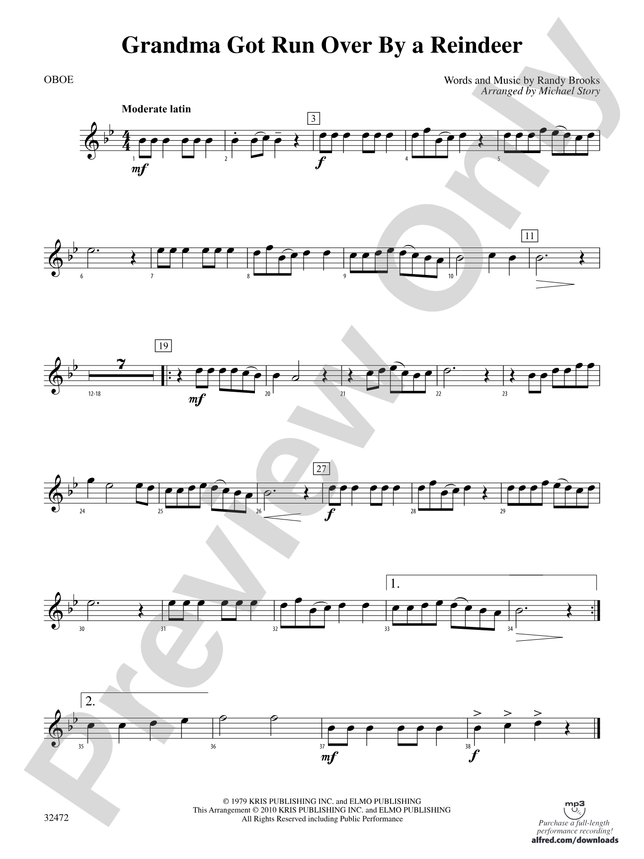 Grandma Got Run Over by a Reindeer: Oboe