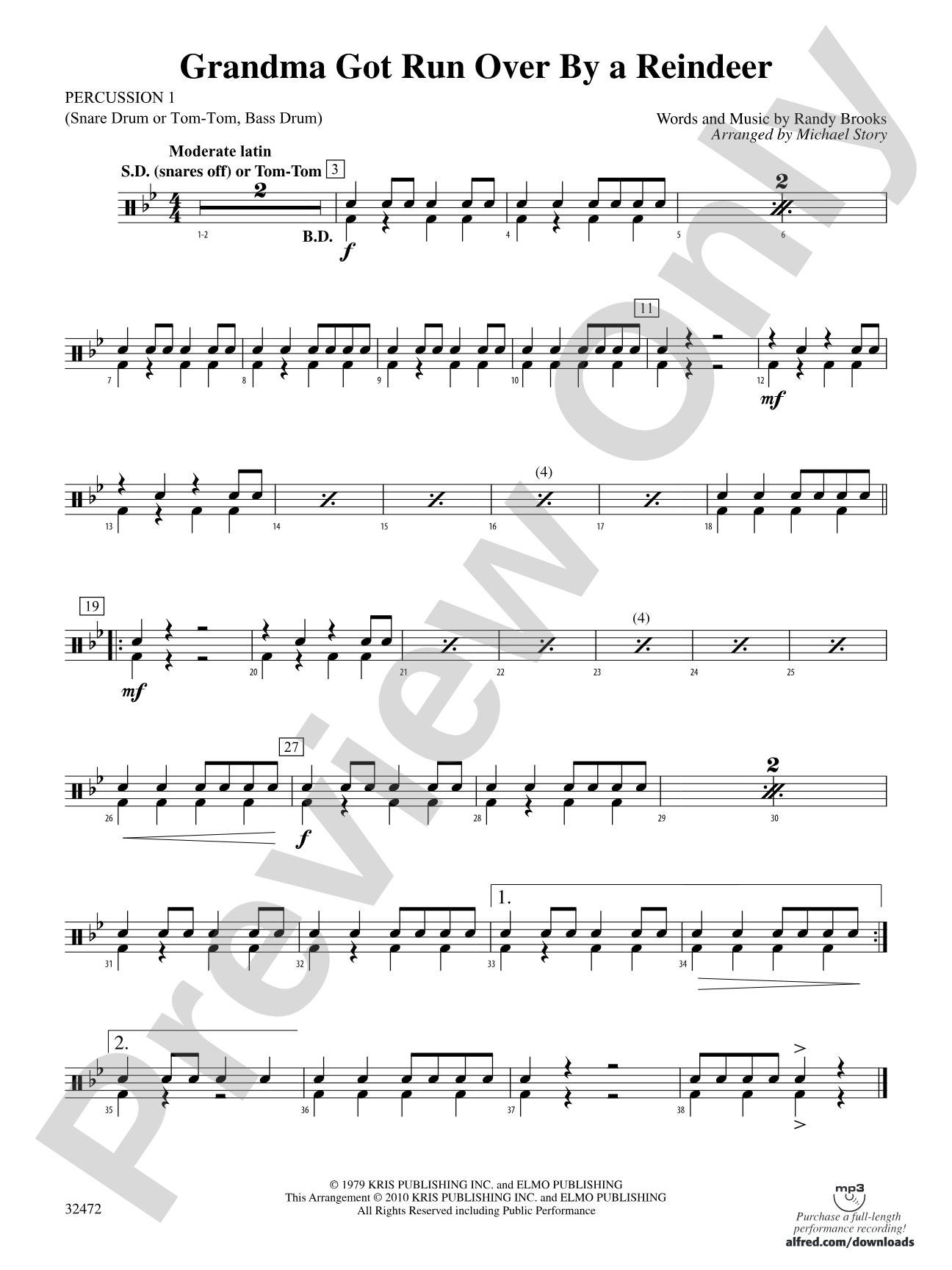 Grandma Got Run Over by a Reindeer: 1st Percussion