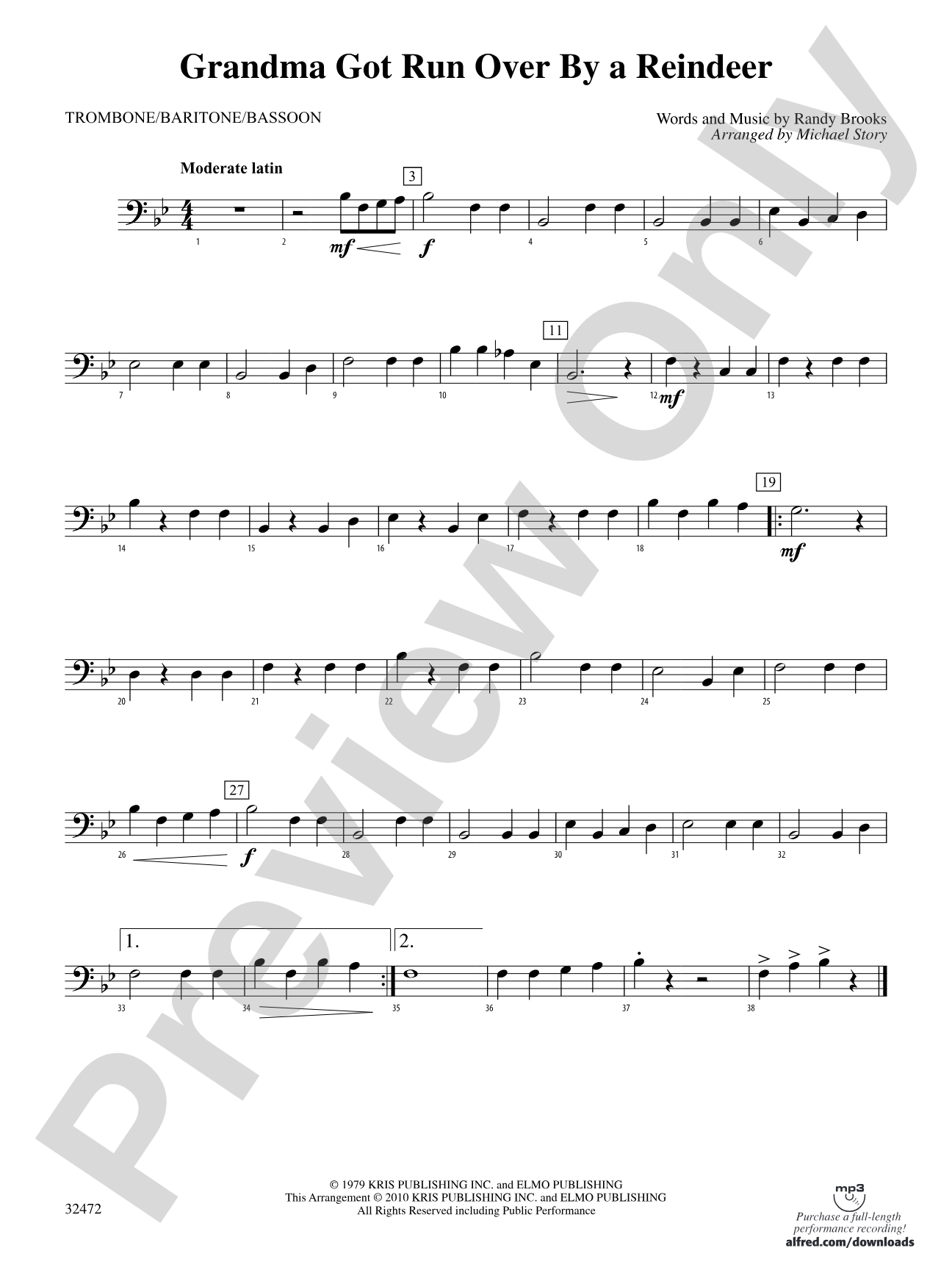 Grandma Got Run Over by a Reindeer: 1st Trombone