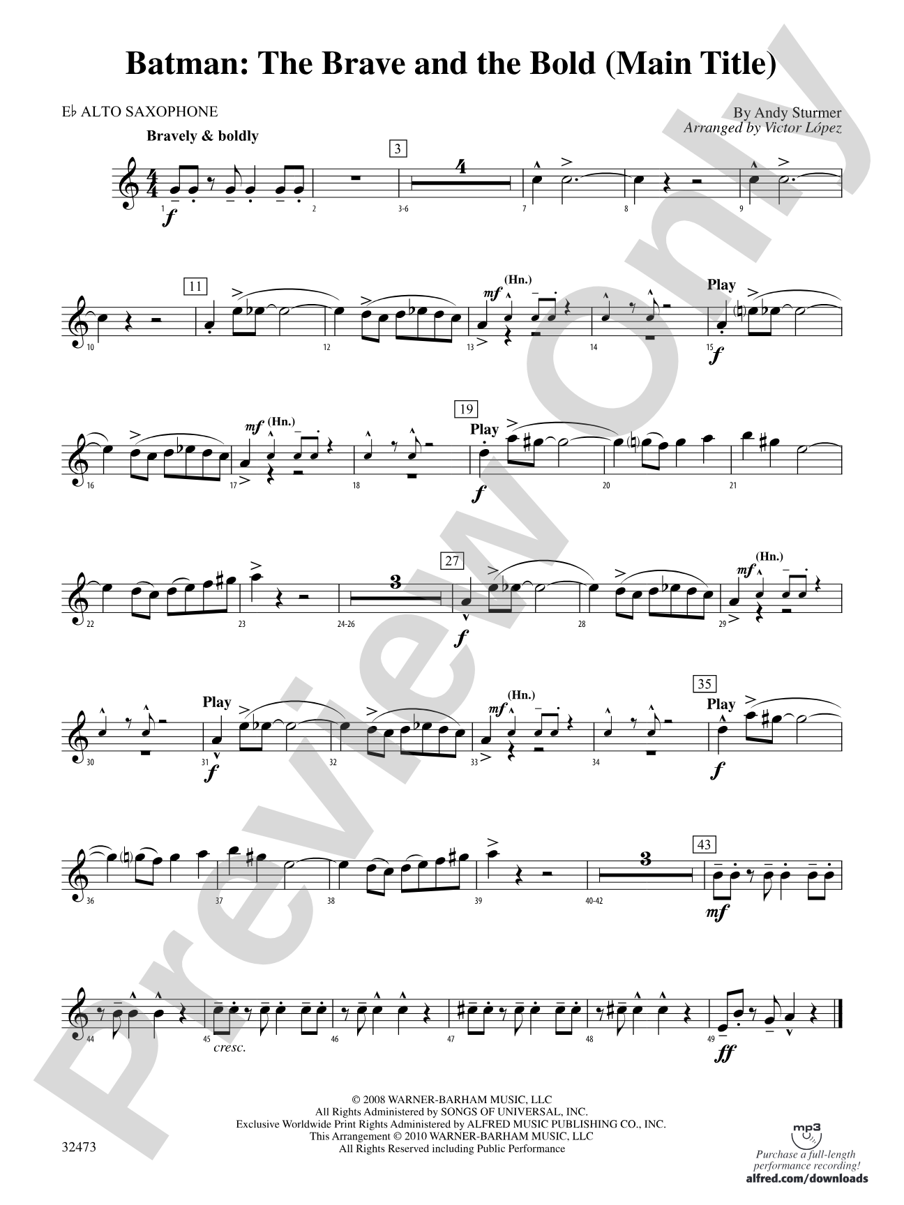 Batman: The Brave and the Bold (Main Title): E-flat Alto Saxophone