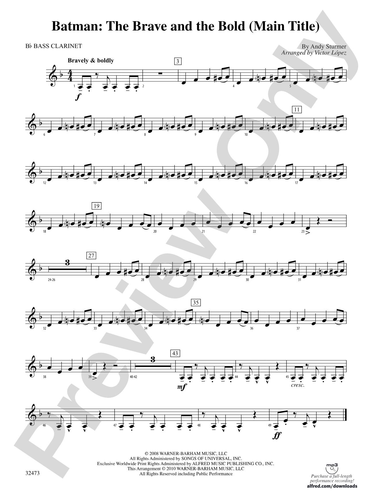 Batman: The Brave and the Bold (Main Title): B-flat Bass Clarinet