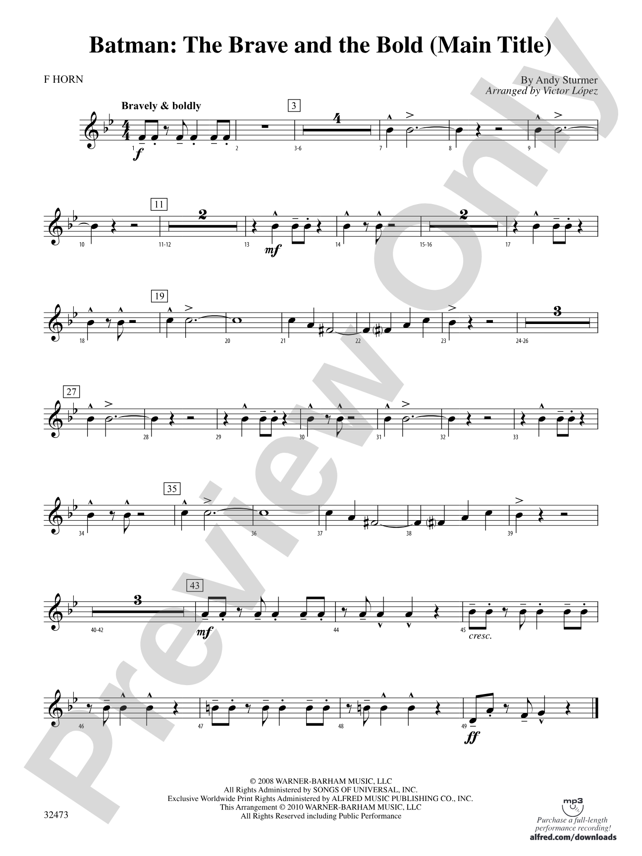 Batman: The Brave and the Bold (Main Title): 1st F Horn