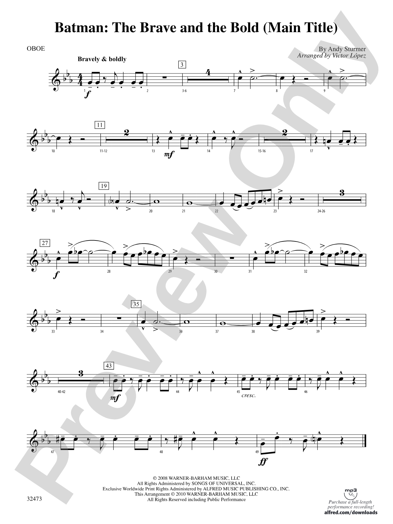 Batman: The Brave and the Bold (Main Title): Oboe