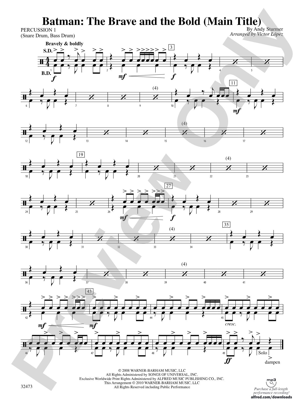 Batman: The Brave and the Bold (Main Title): 1st Percussion