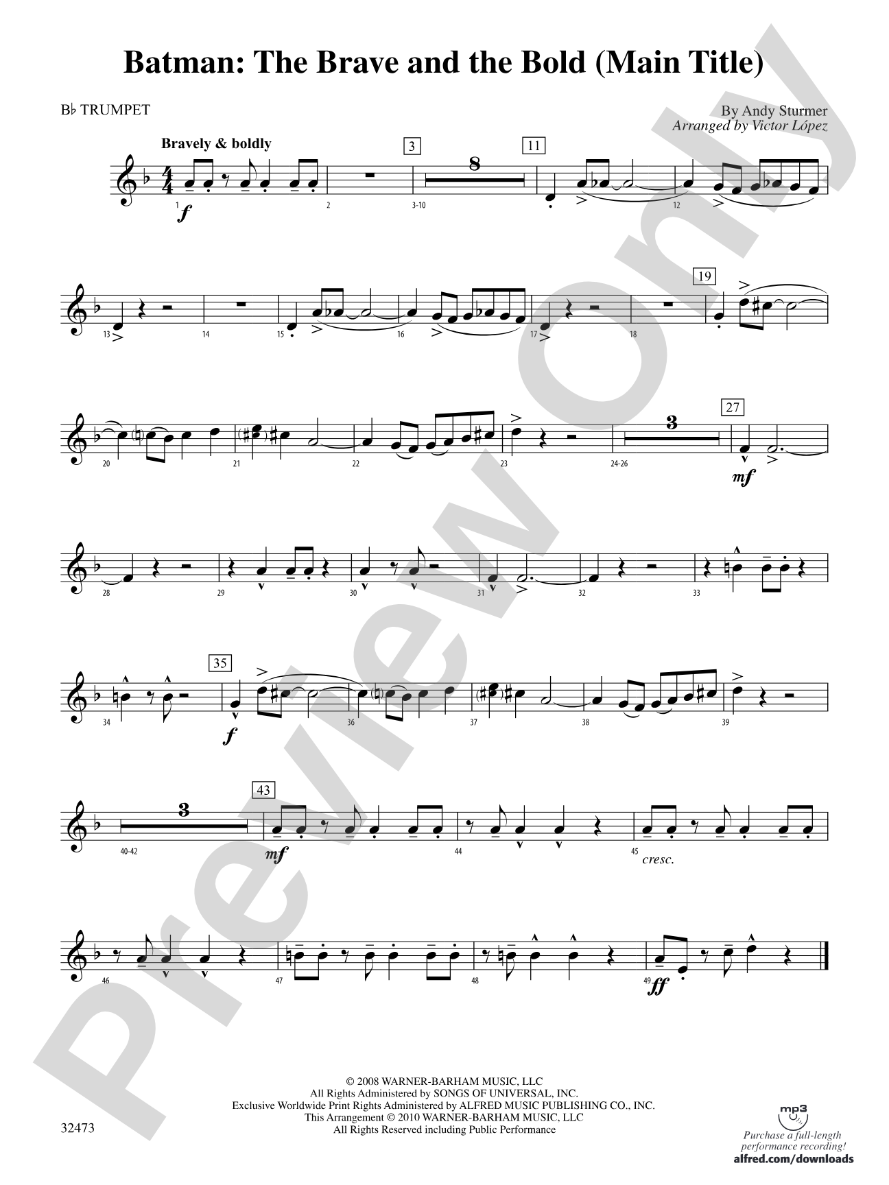 Batman: The Brave and the Bold (Main Title): 1st B-flat Trumpet