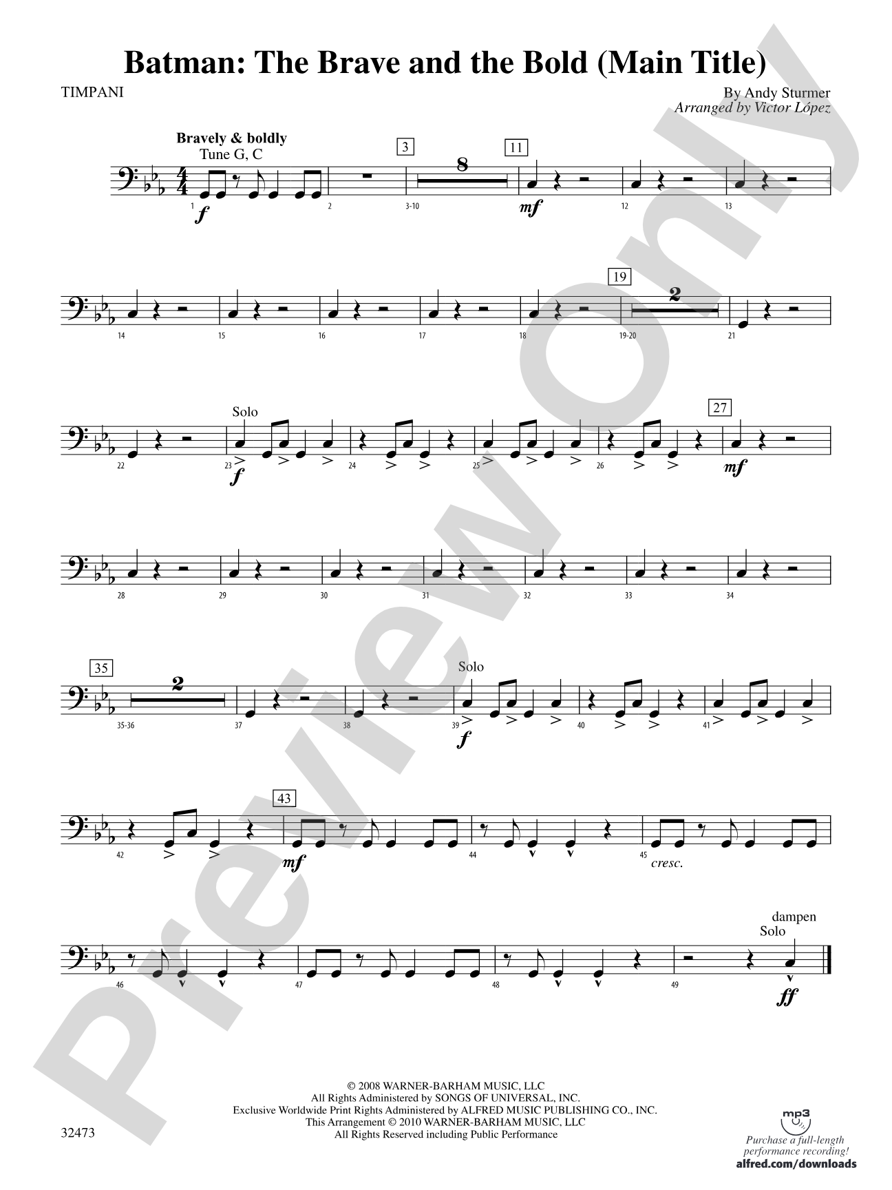 Batman: The Brave and the Bold (Main Title): Timpani