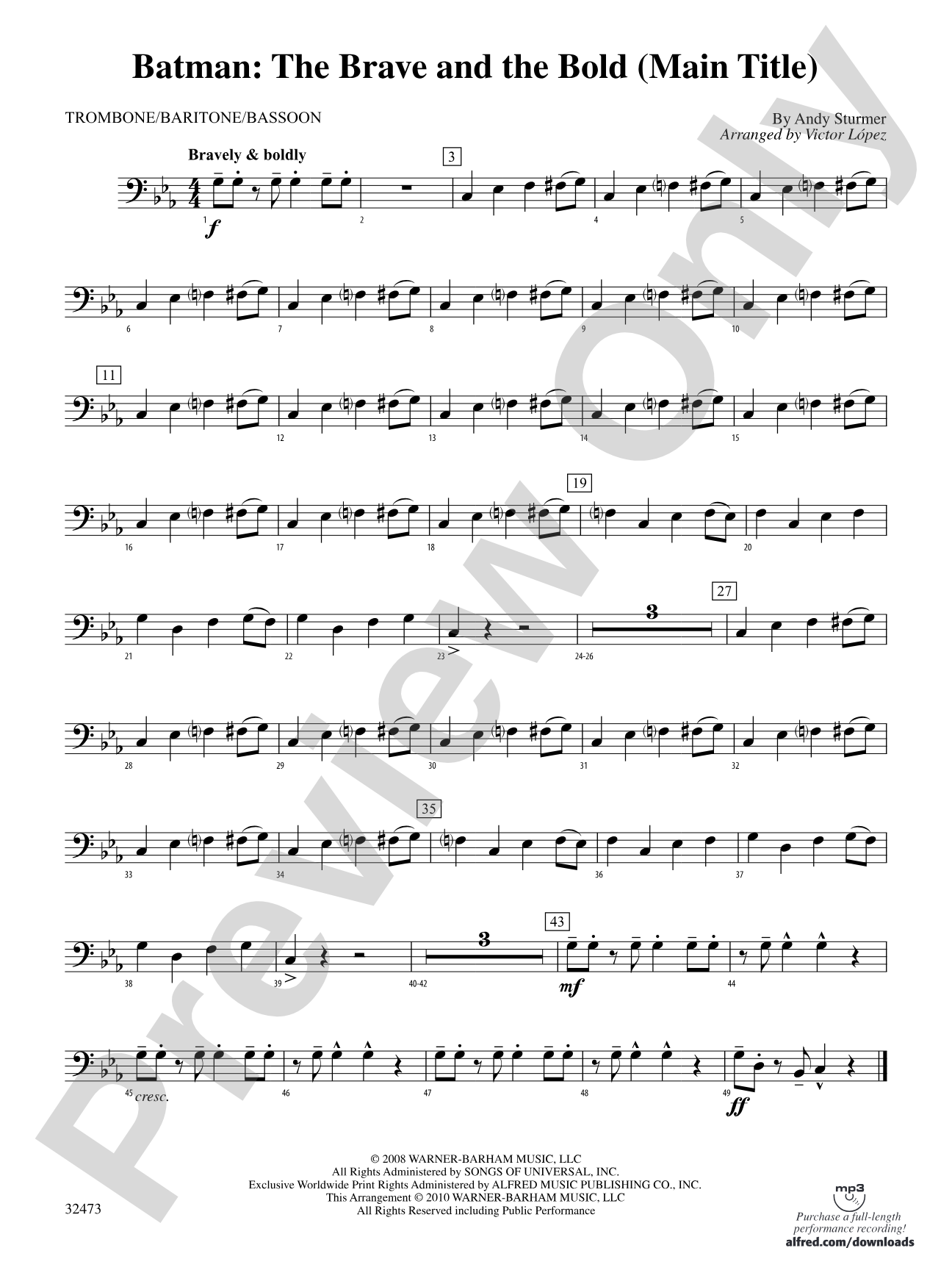 Batman: The Brave and the Bold (Main Title): 1st Trombone