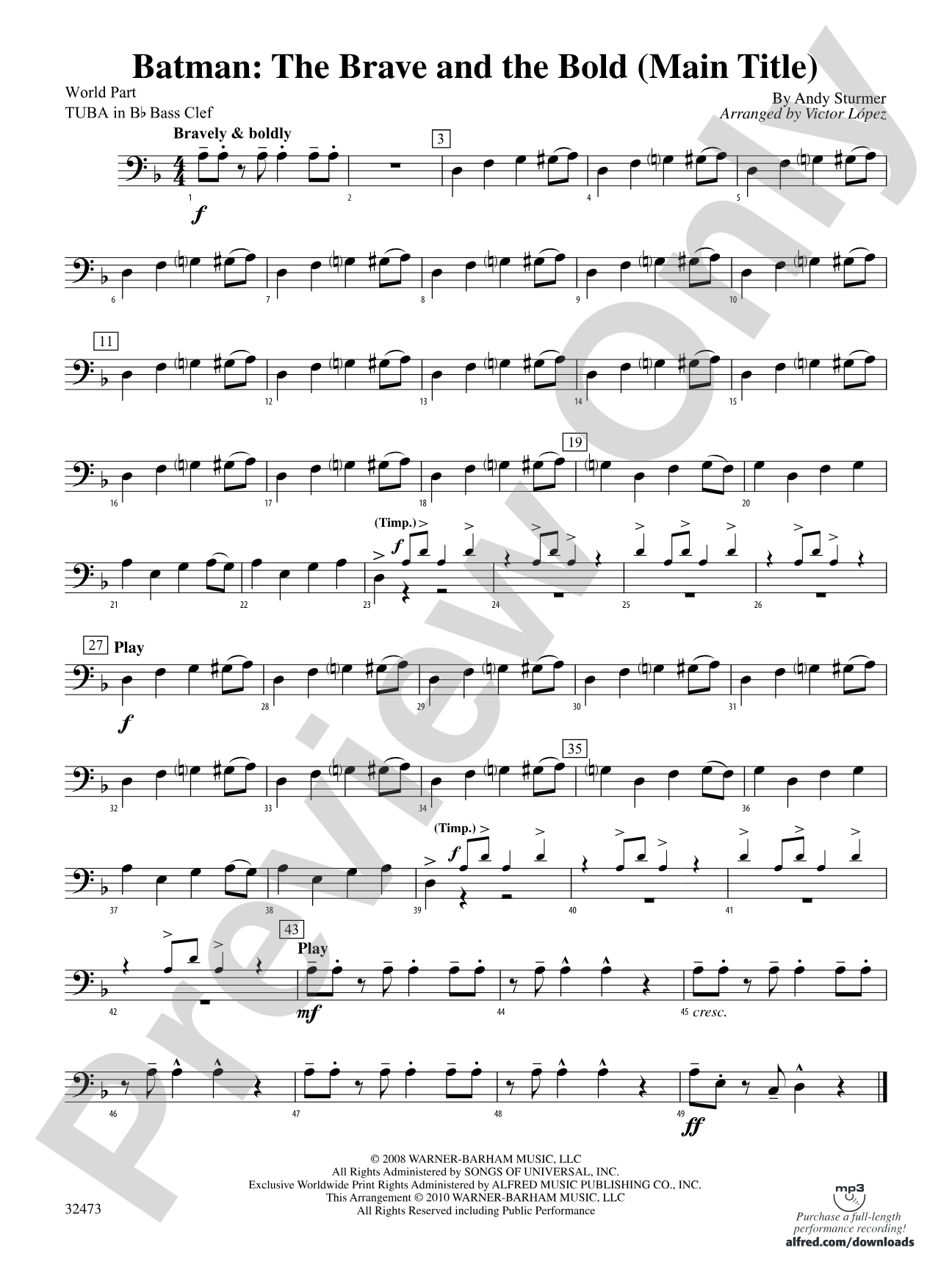 Batman: (wp) B-flat Tuba B.C.