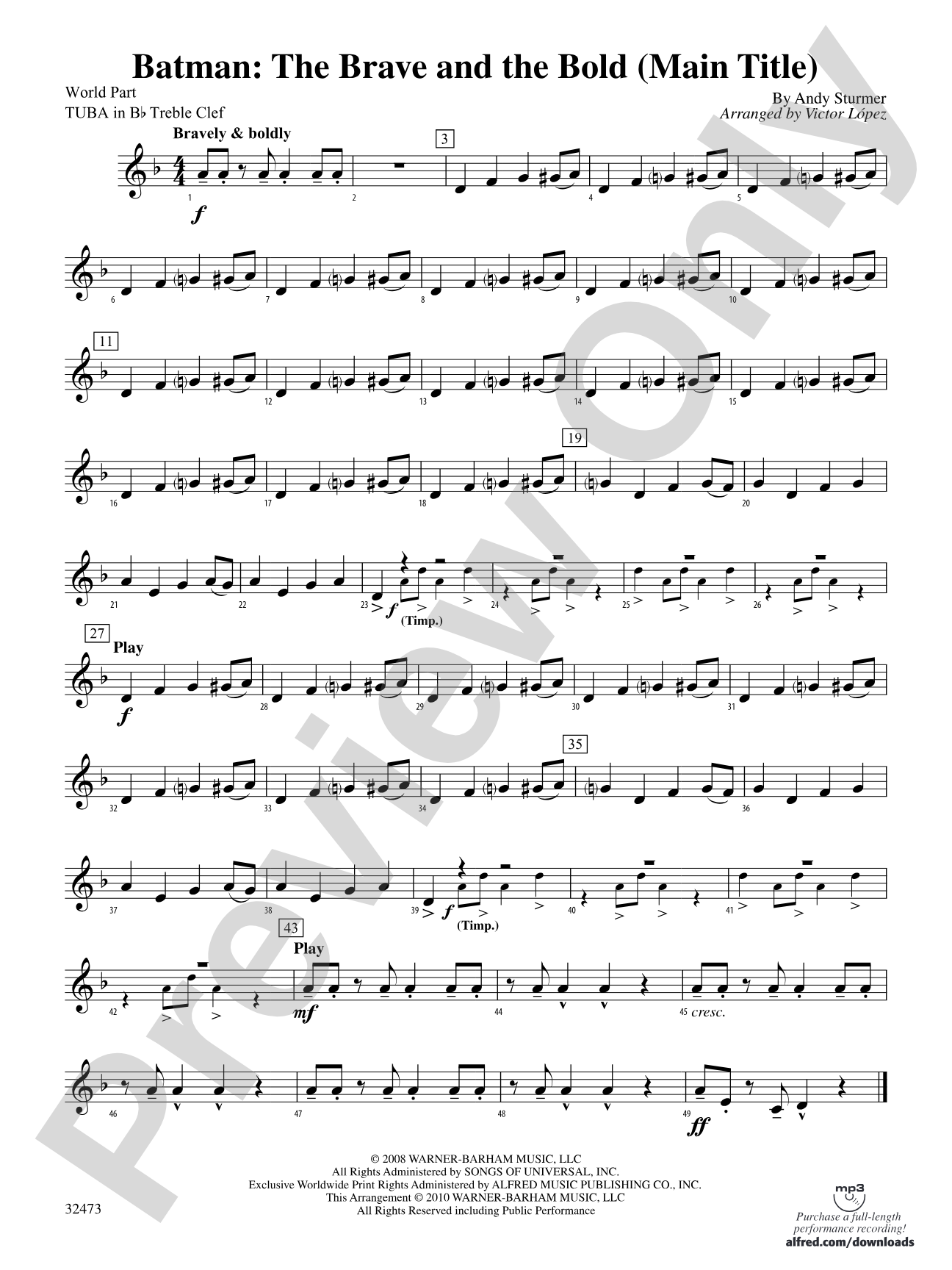 Batman: (wp) B-flat Tuba T.C.