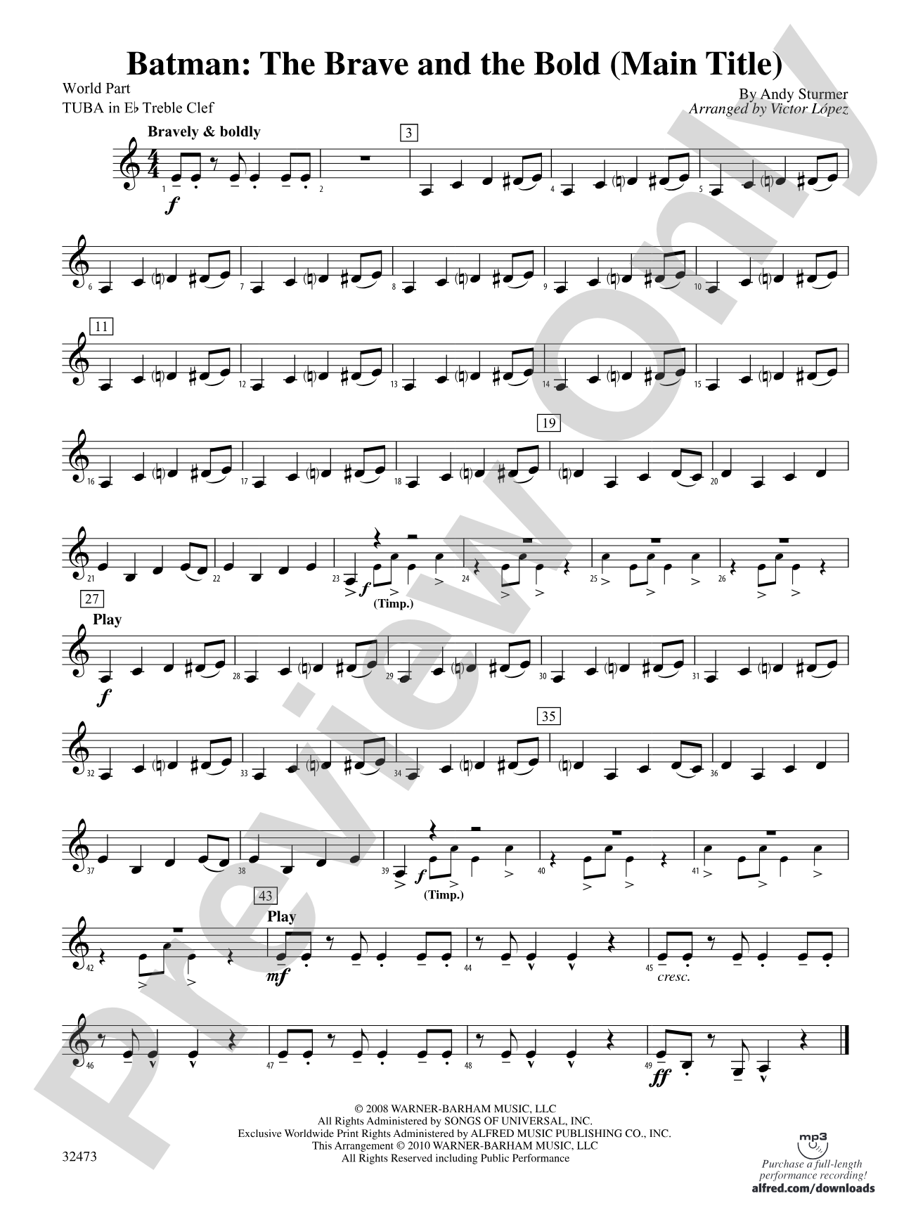Batman: (wp) E-flat Tuba T.C.