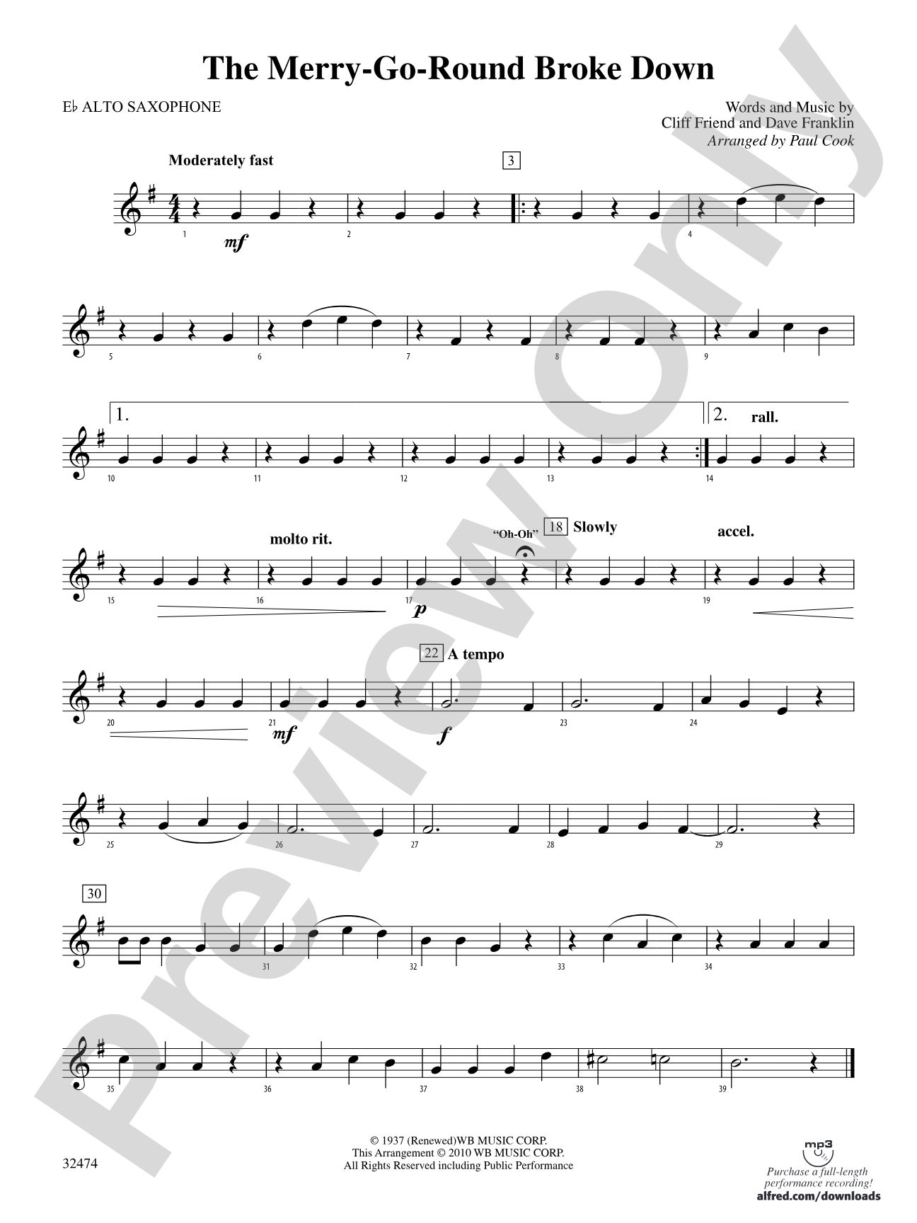 The Merry-Go-Round Broke Down: E-flat Alto Saxophone