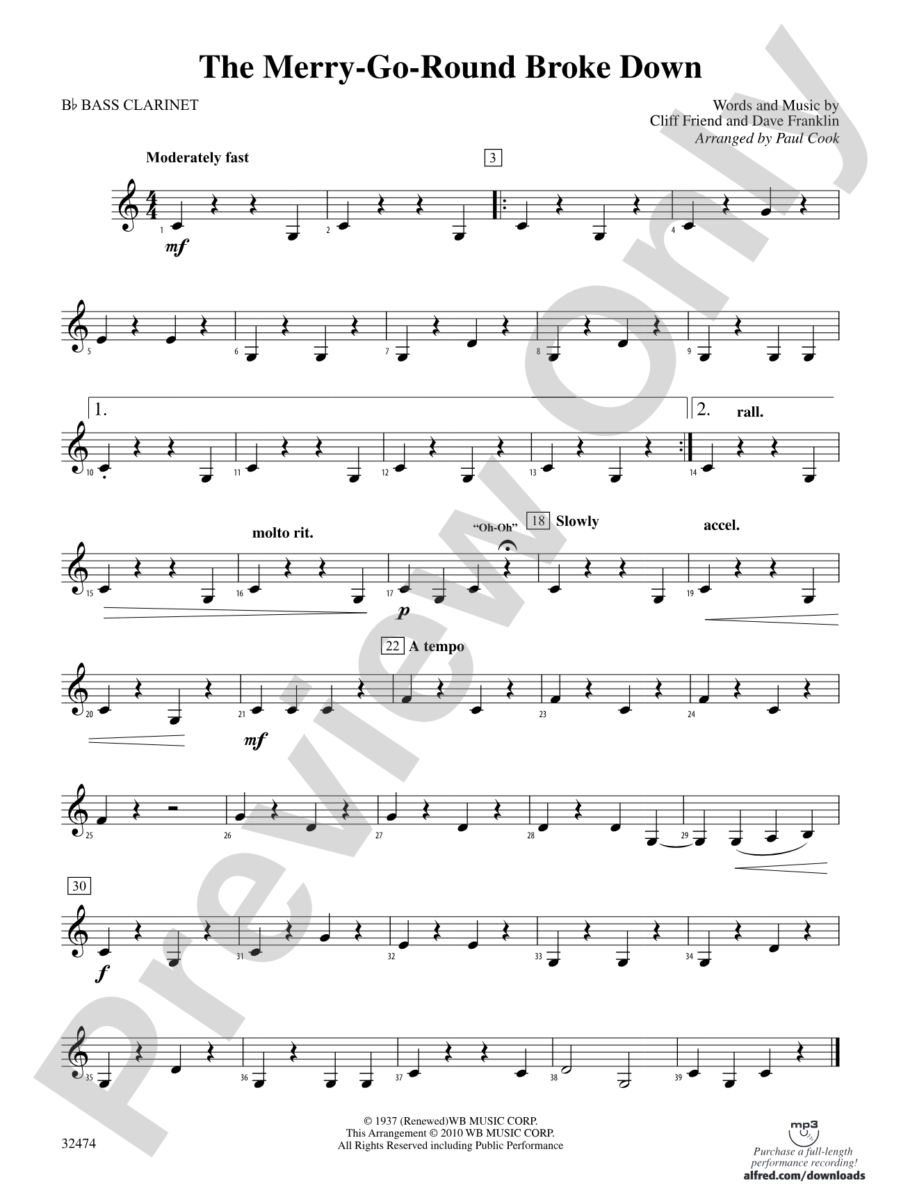 The Merry-Go-Round Broke Down: B-flat Bass Clarinet