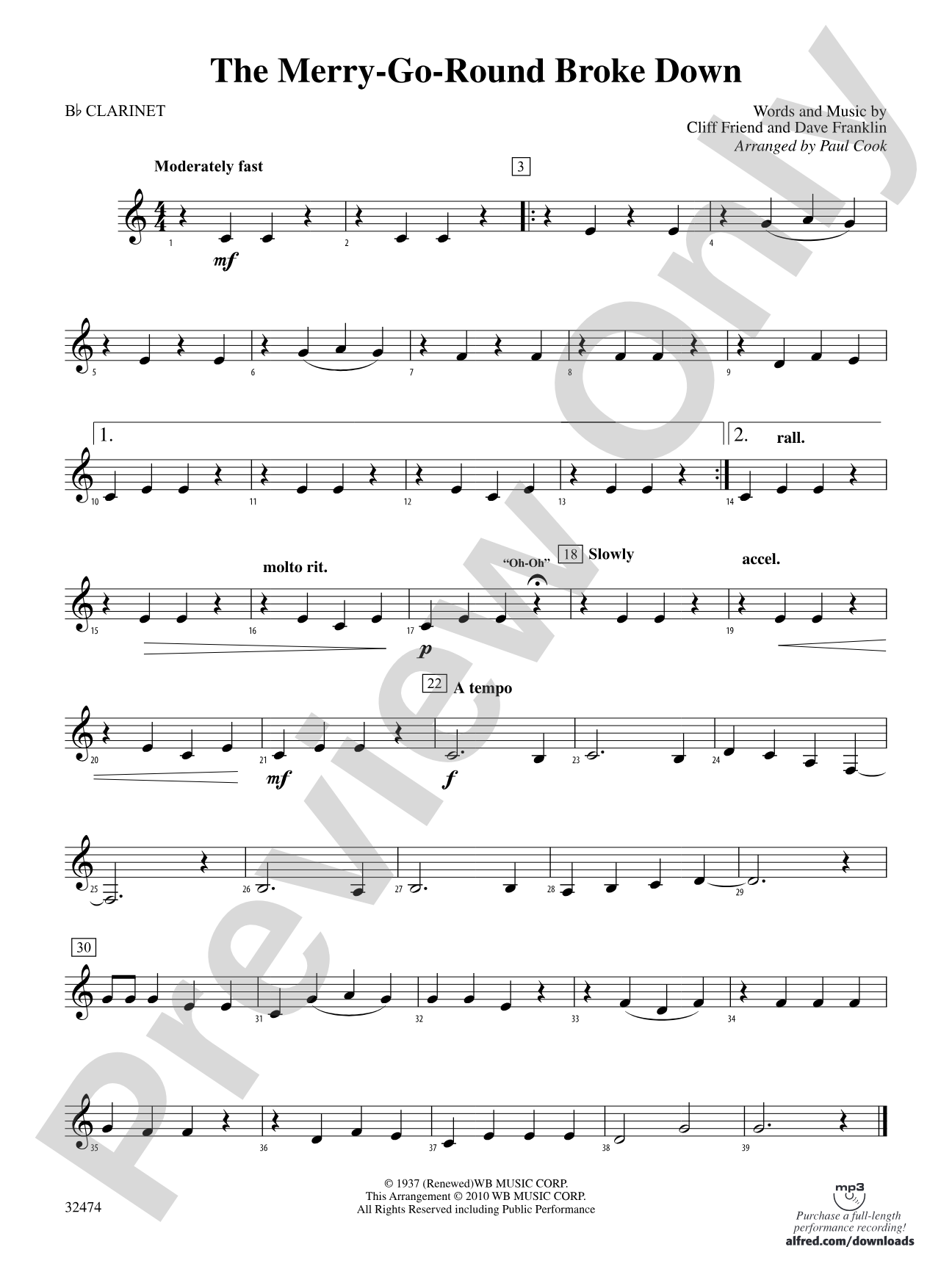 The Merry-Go-Round Broke Down: 1st B-flat Clarinet