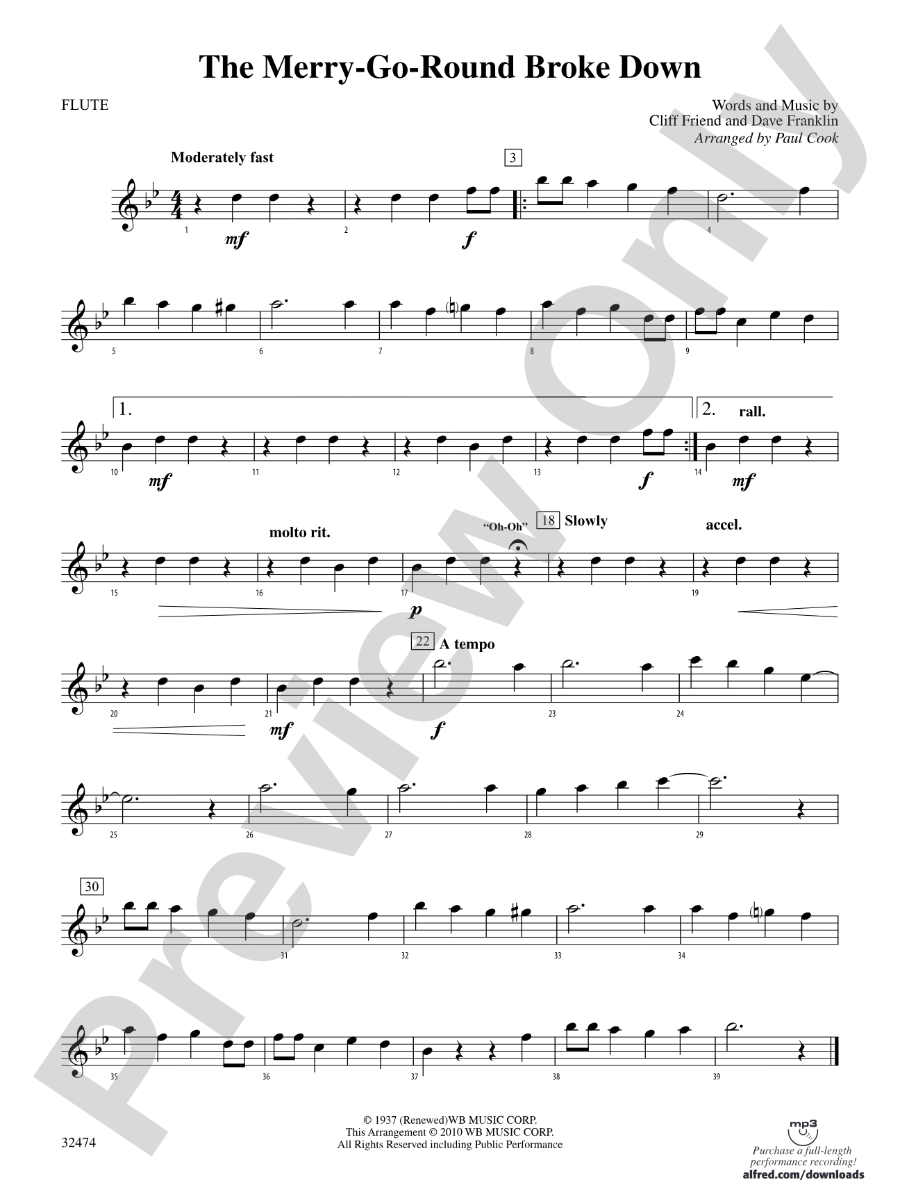 The Merry-Go-Round Broke Down: Flute