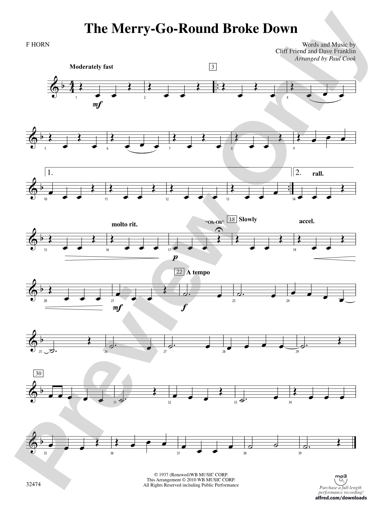 The Merry-Go-Round Broke Down: 1st F Horn