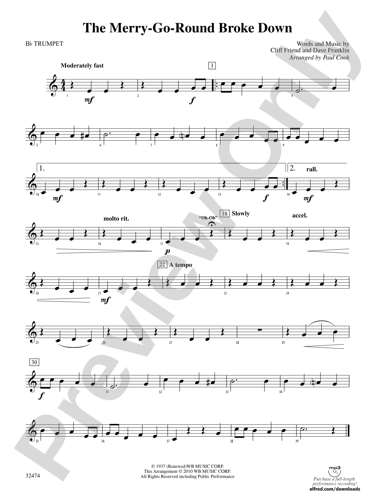The Merry-Go-Round Broke Down: 1st B-flat Trumpet