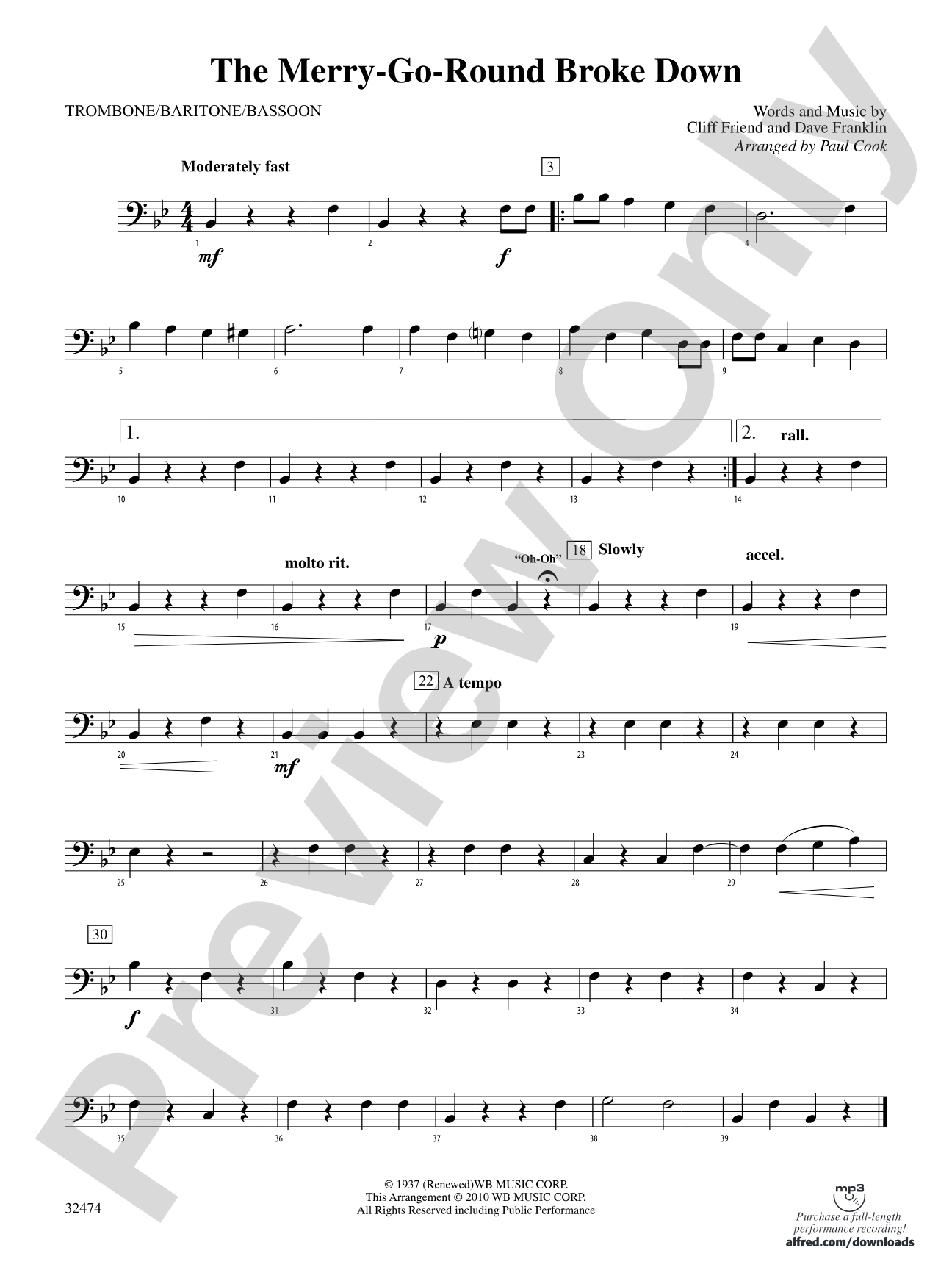 The Merry-Go-Round Broke Down: 1st Trombone