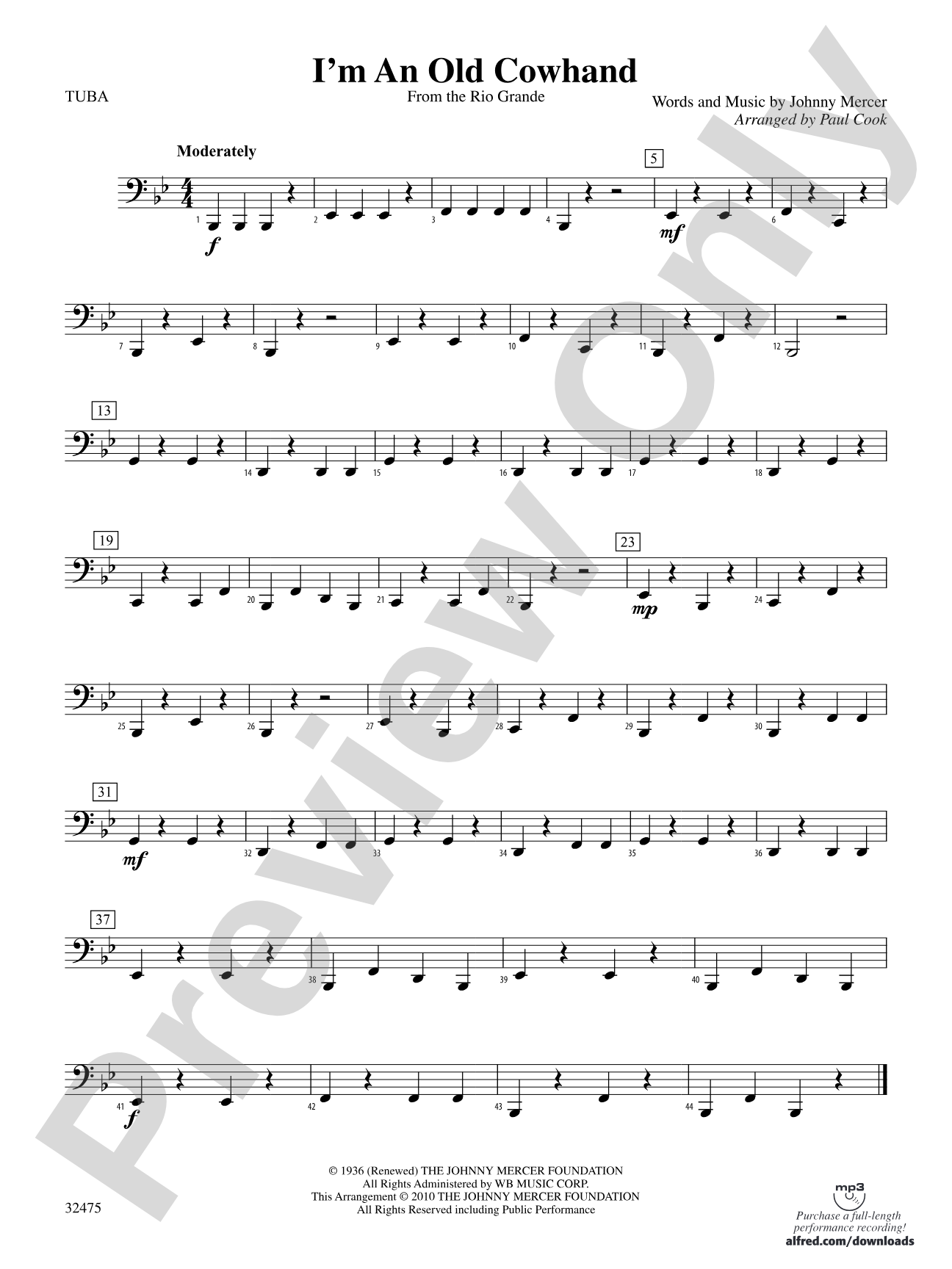I'm an Old Cowhand (from the Rio Grande): Tuba