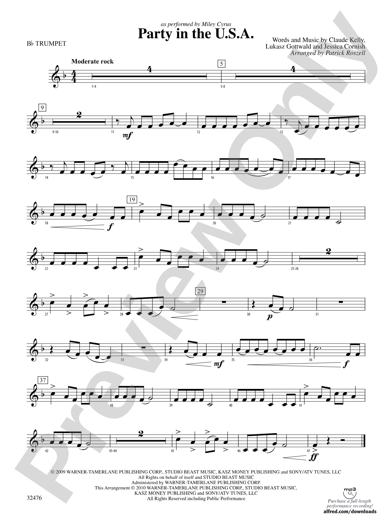 Party in the U.S.A.: 1st B-flat Trumpet