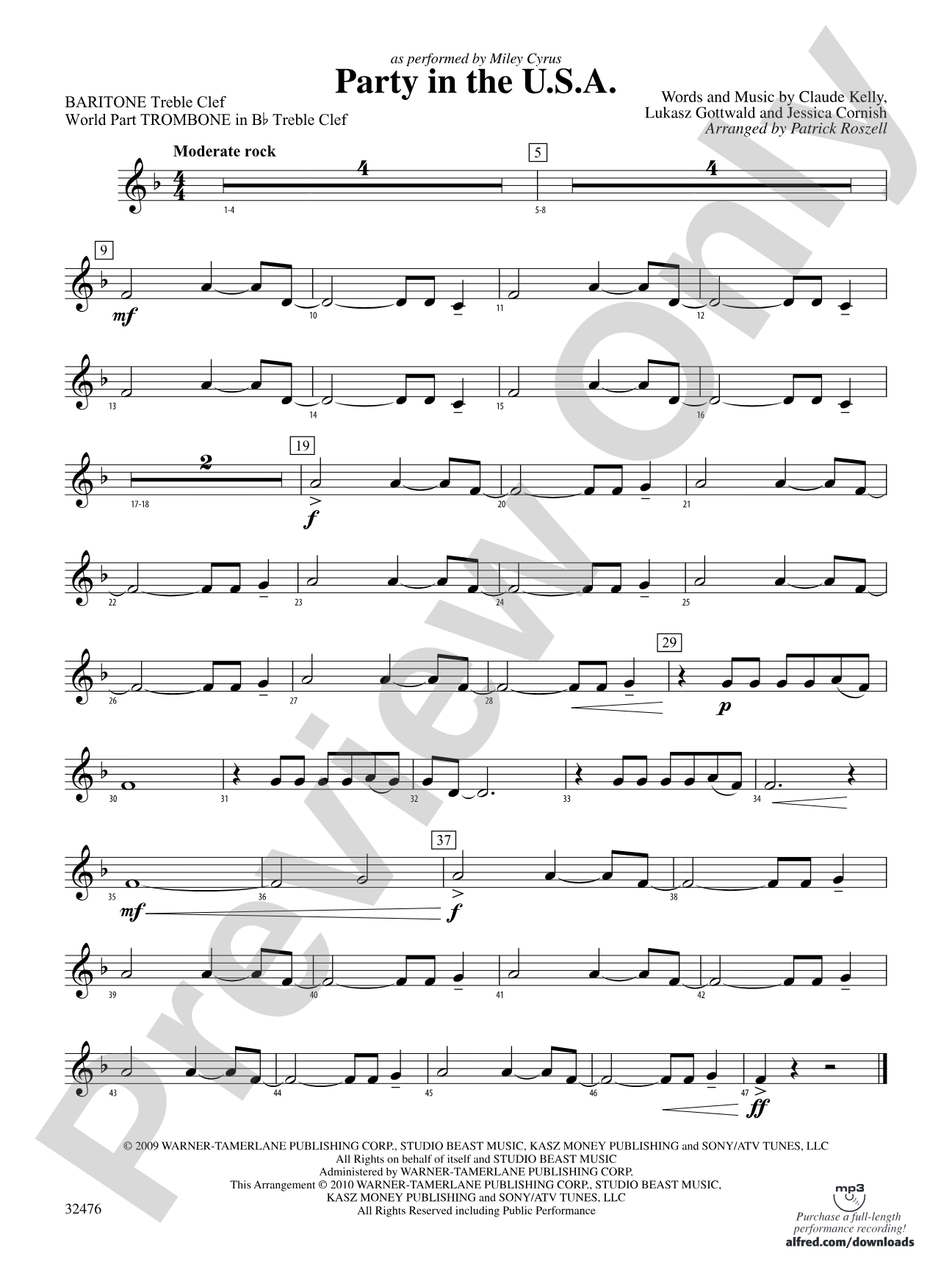 Party in the U.S.A.: (wp) Baritone T.C.