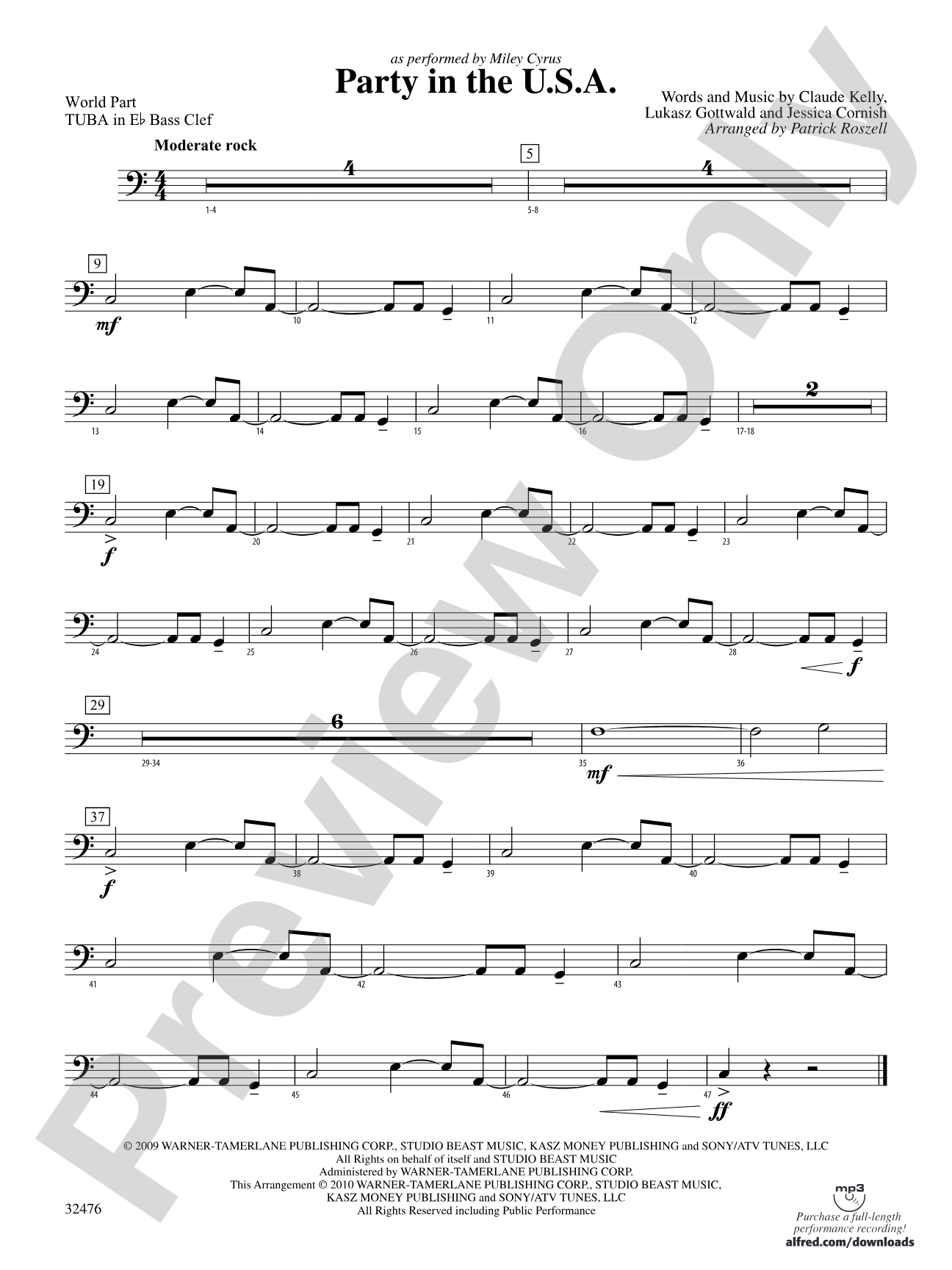 Party in the U.S.A.: (wp) E-flat Tuba B.C.