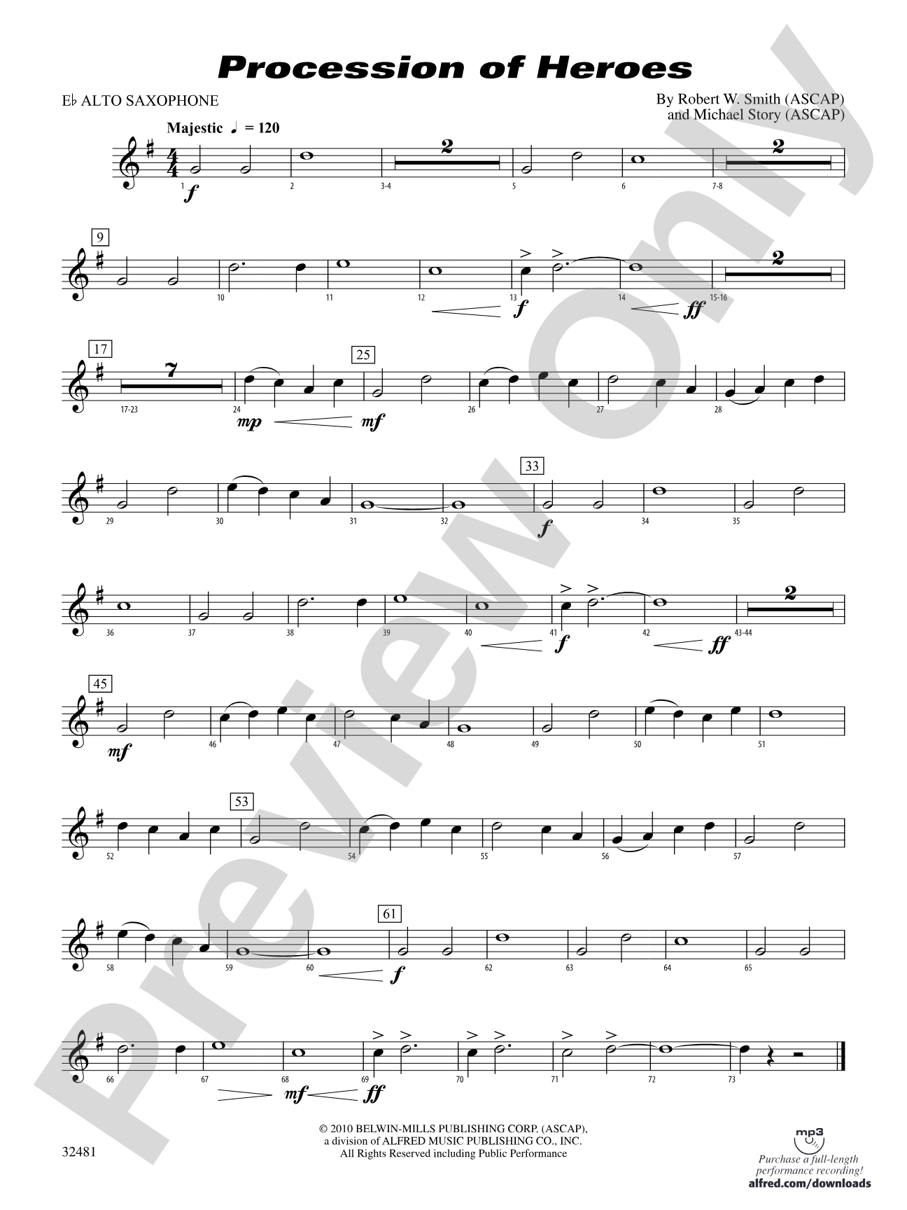 Procession of Heroes: E-flat Alto Saxophone