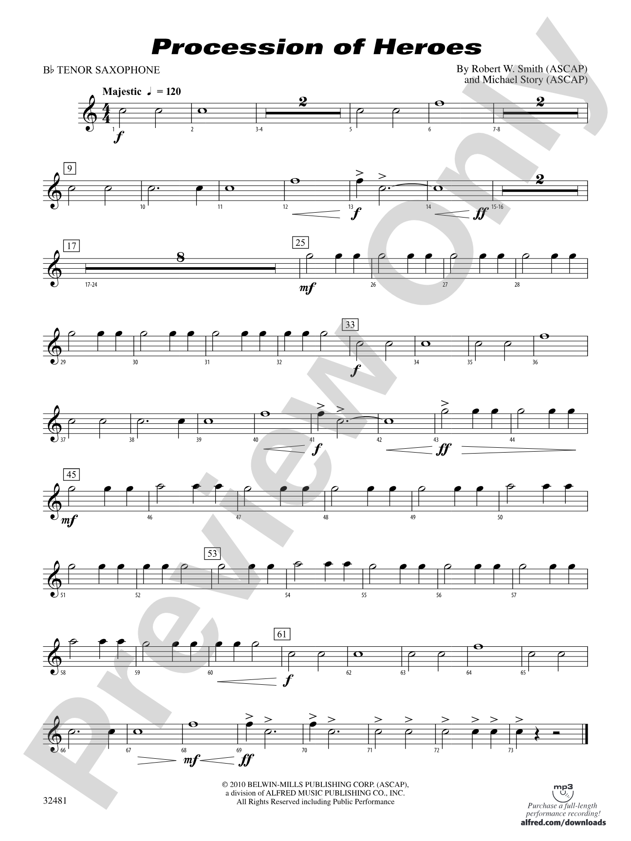 Procession of Heroes: B-flat Tenor Saxophone