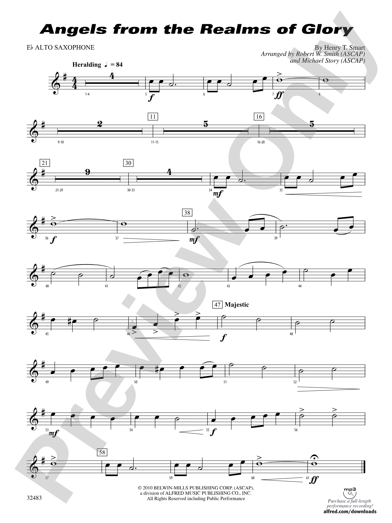 Angels from the Realms of Glory: E-flat Alto Saxophone