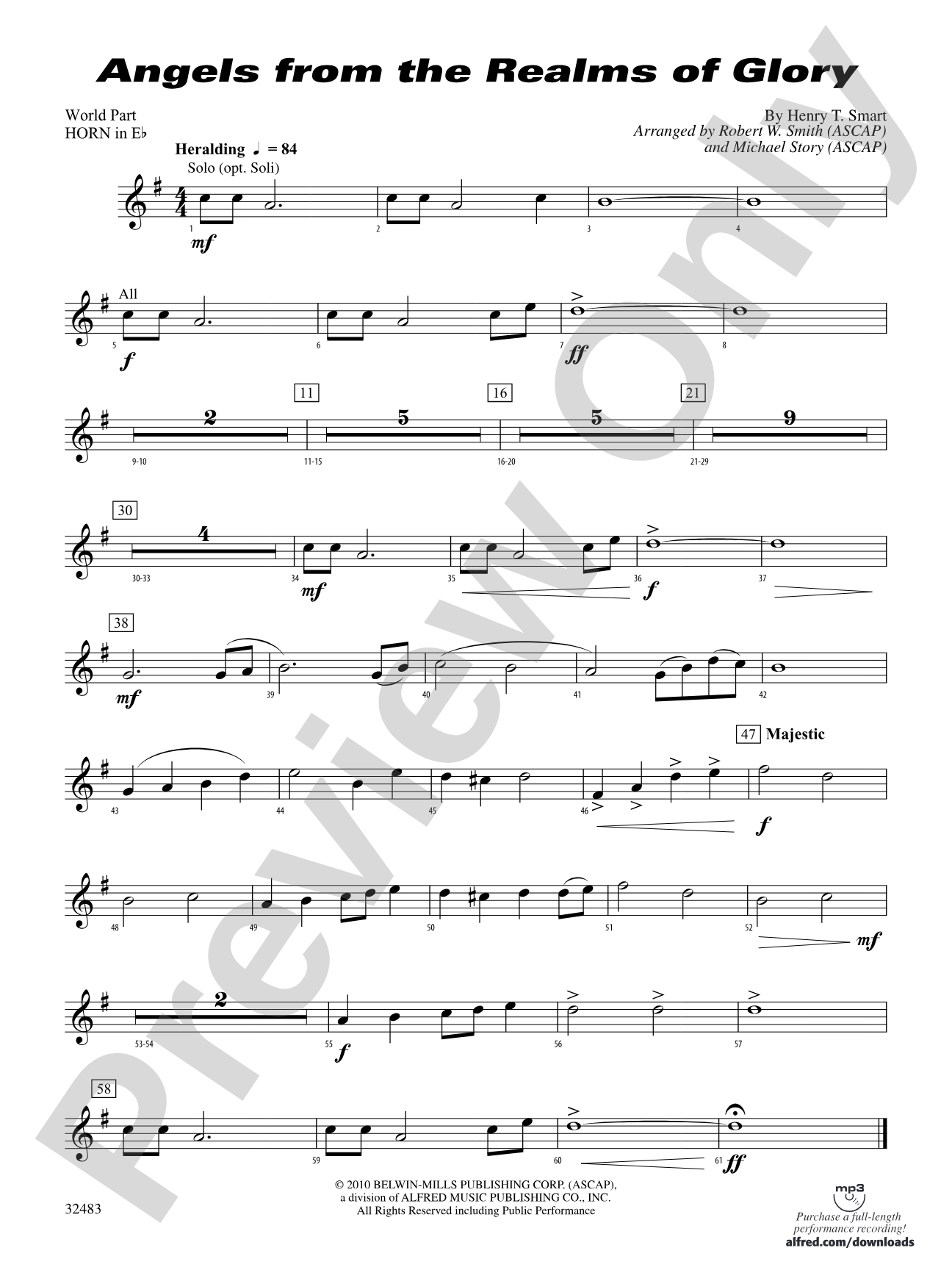 Angels from the Realms of Glory: (wp) 1st Horn in E-flat