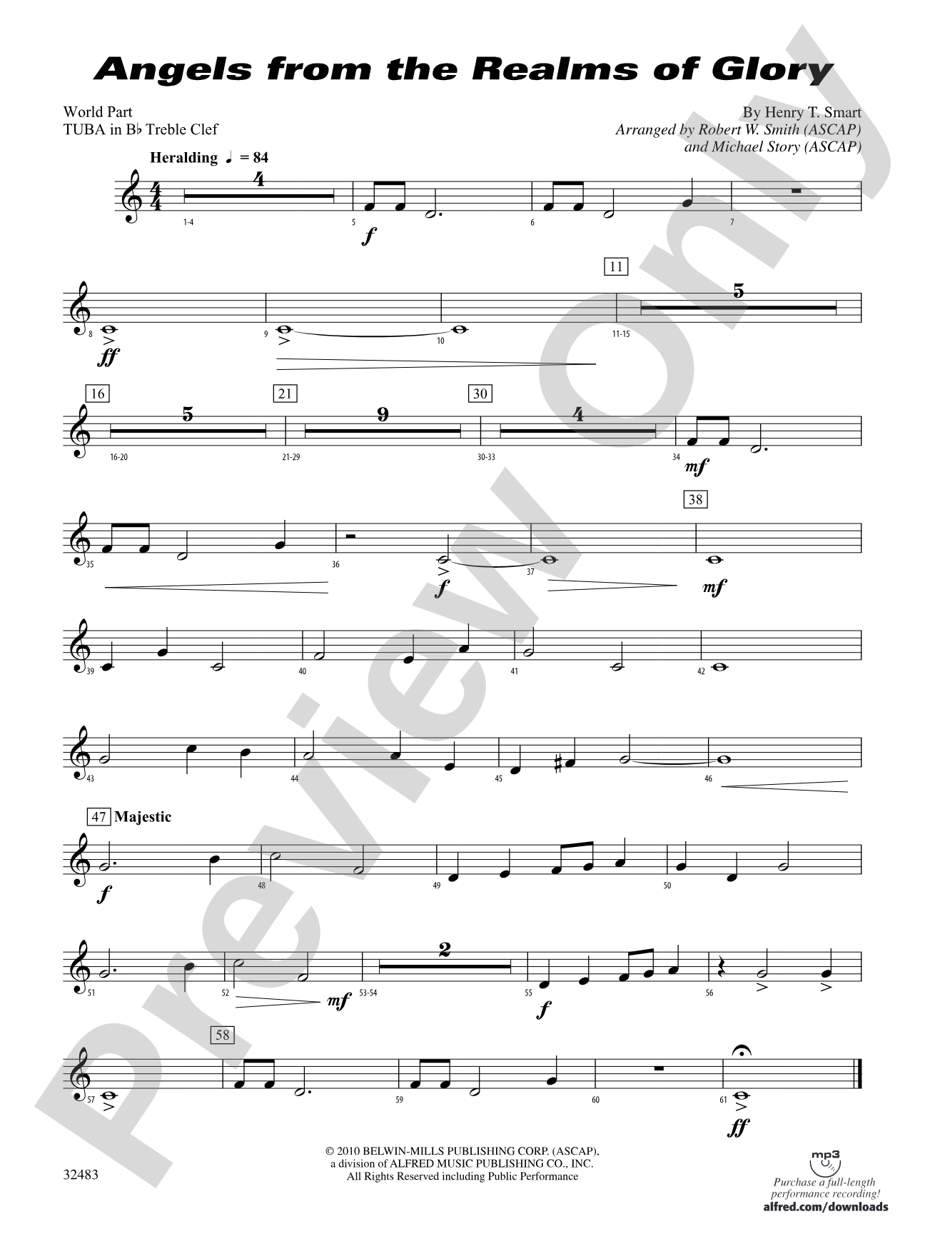 Angels from the Realms of Glory: (wp) B-flat Tuba T.C.