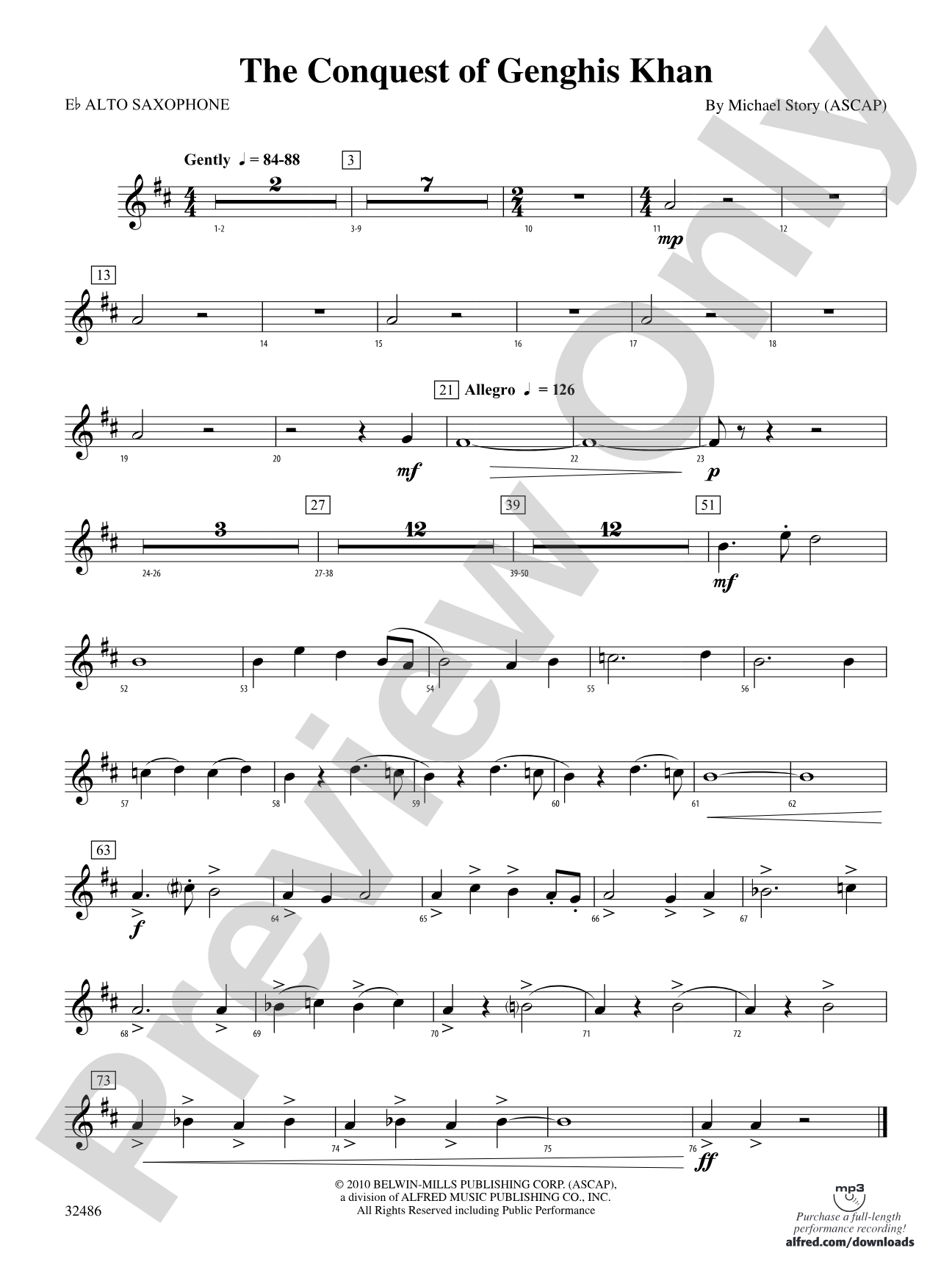 The Conquest of Genghis Khan: E-flat Alto Saxophone