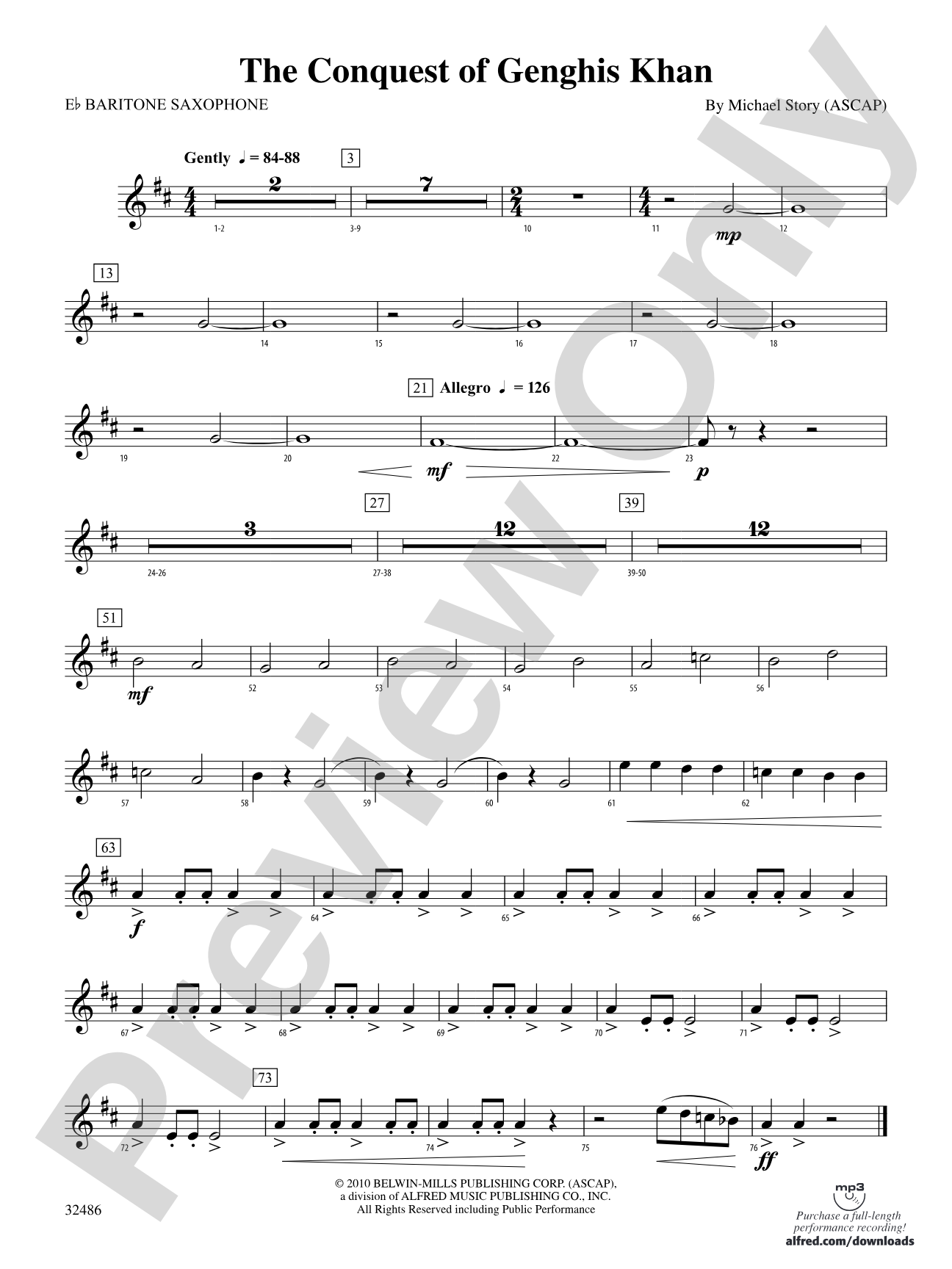 The Conquest of Genghis Khan: E-flat Baritone Saxophone