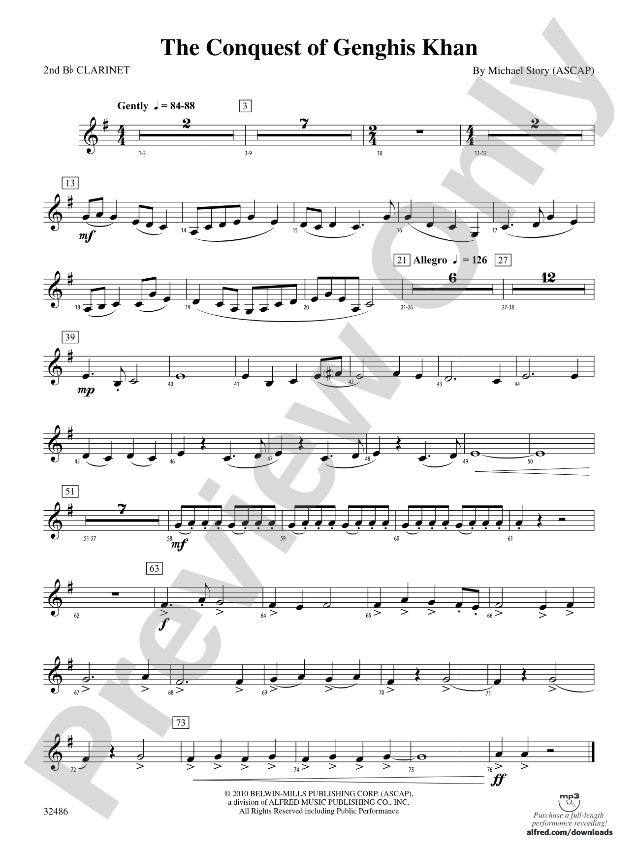 The Conquest of Genghis Khan: 2nd B-flat Clarinet