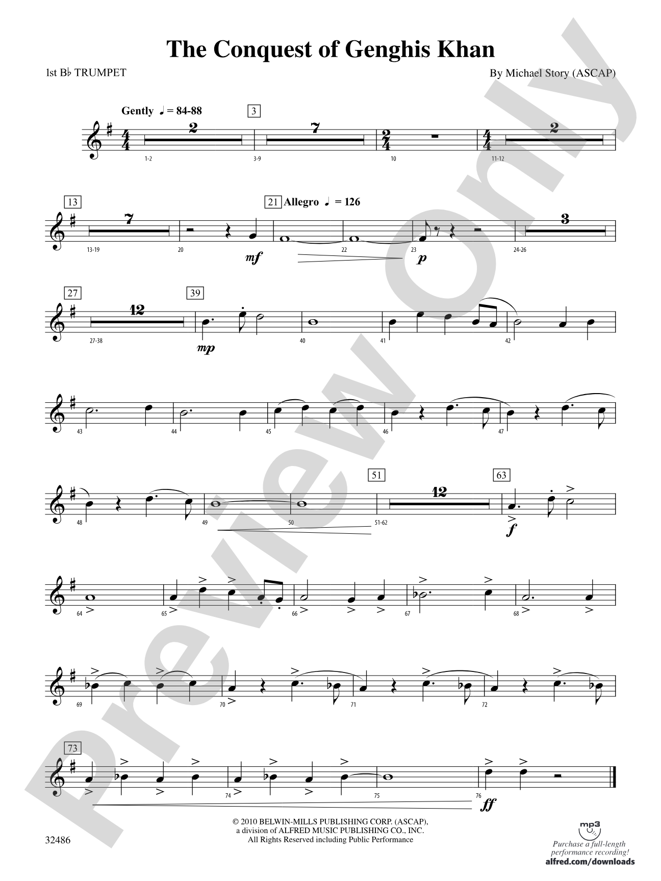 The Conquest of Genghis Khan: 1st B-flat Trumpet