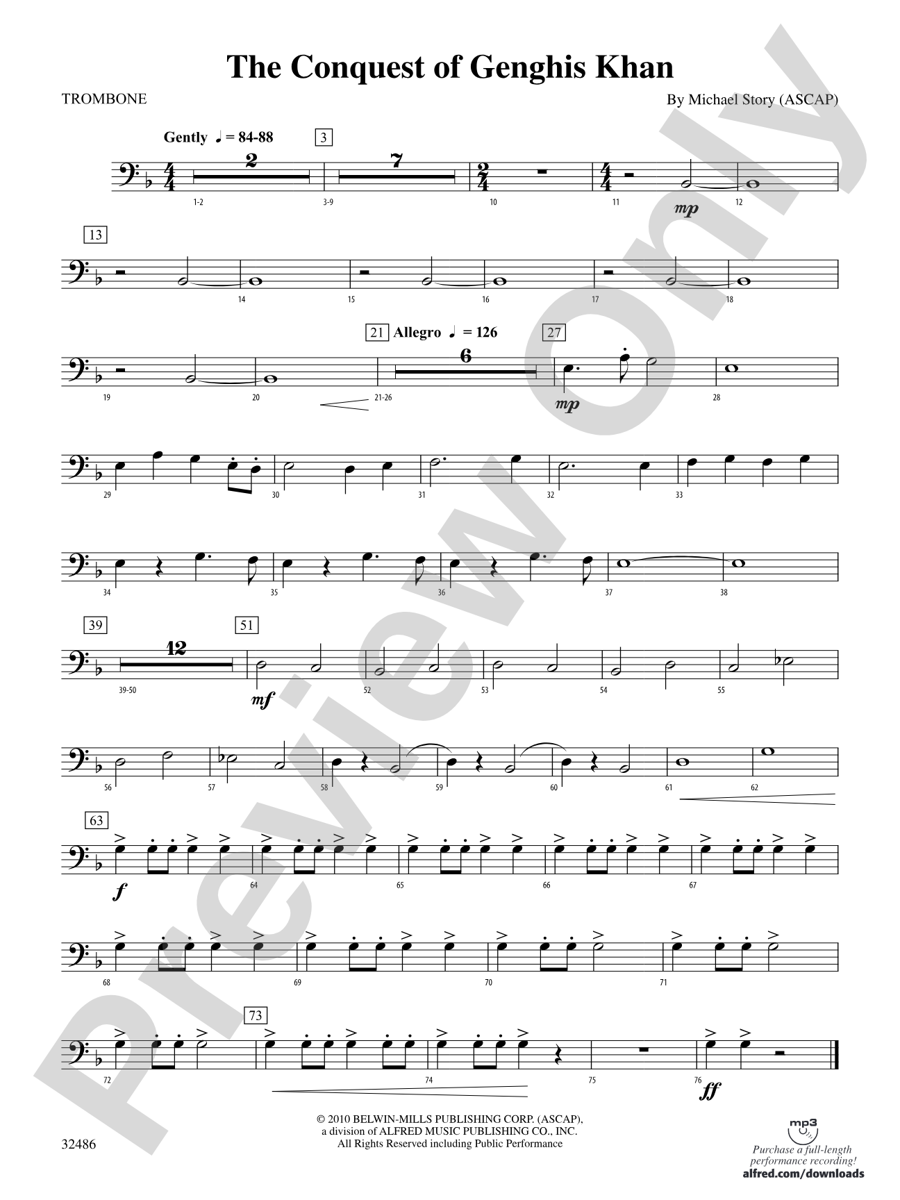 The Conquest of Genghis Khan: 1st Trombone