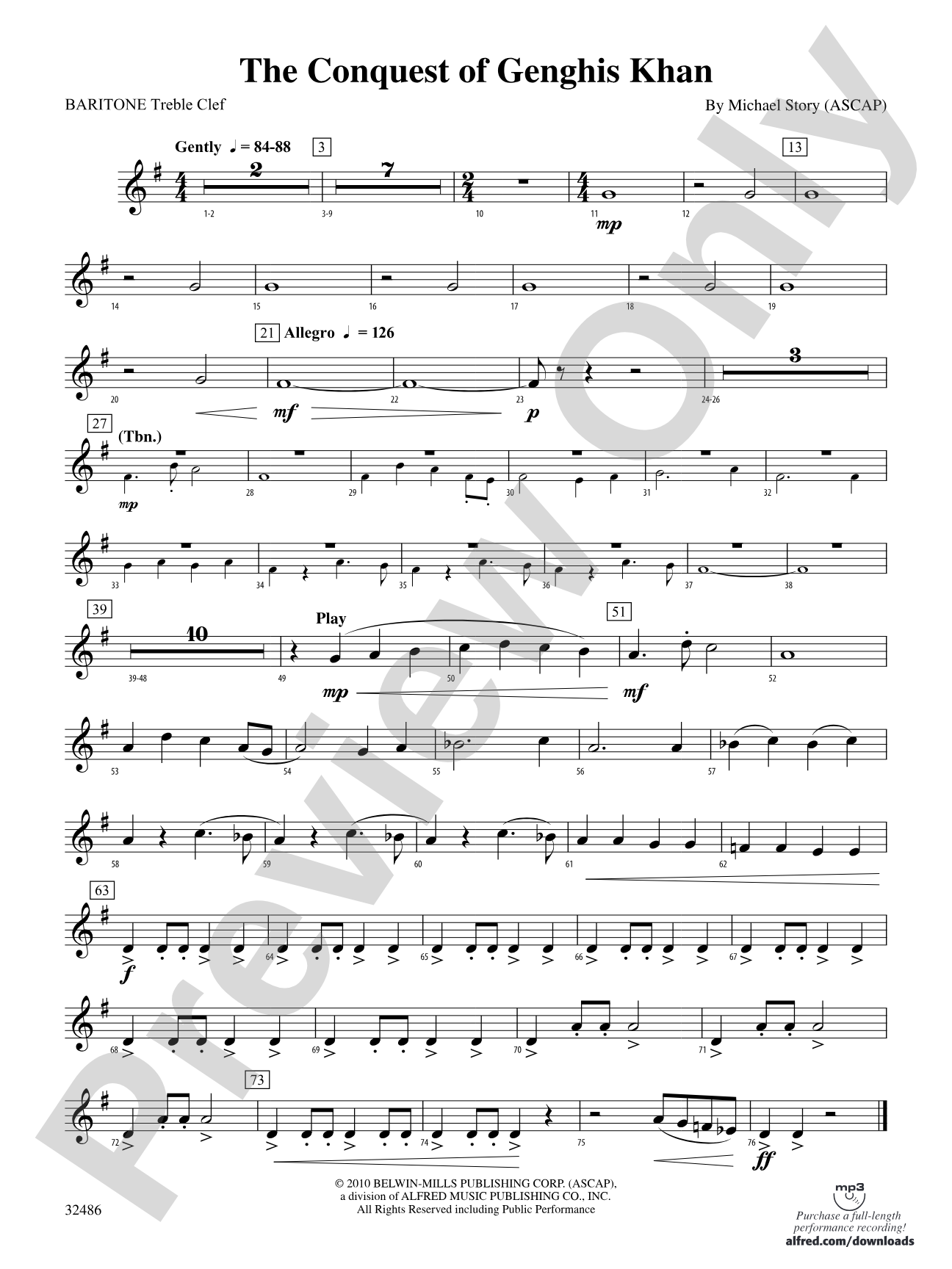 The Conquest of Genghis Khan: (wp) Baritone T.C.